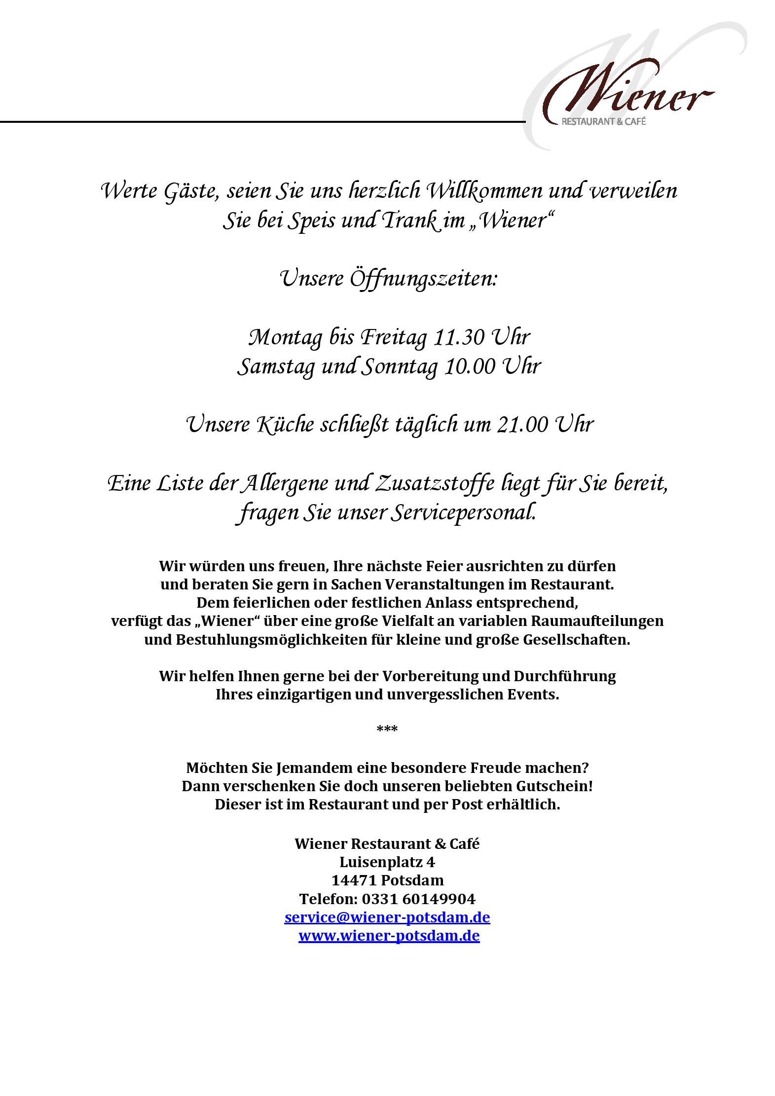 Speisekarte