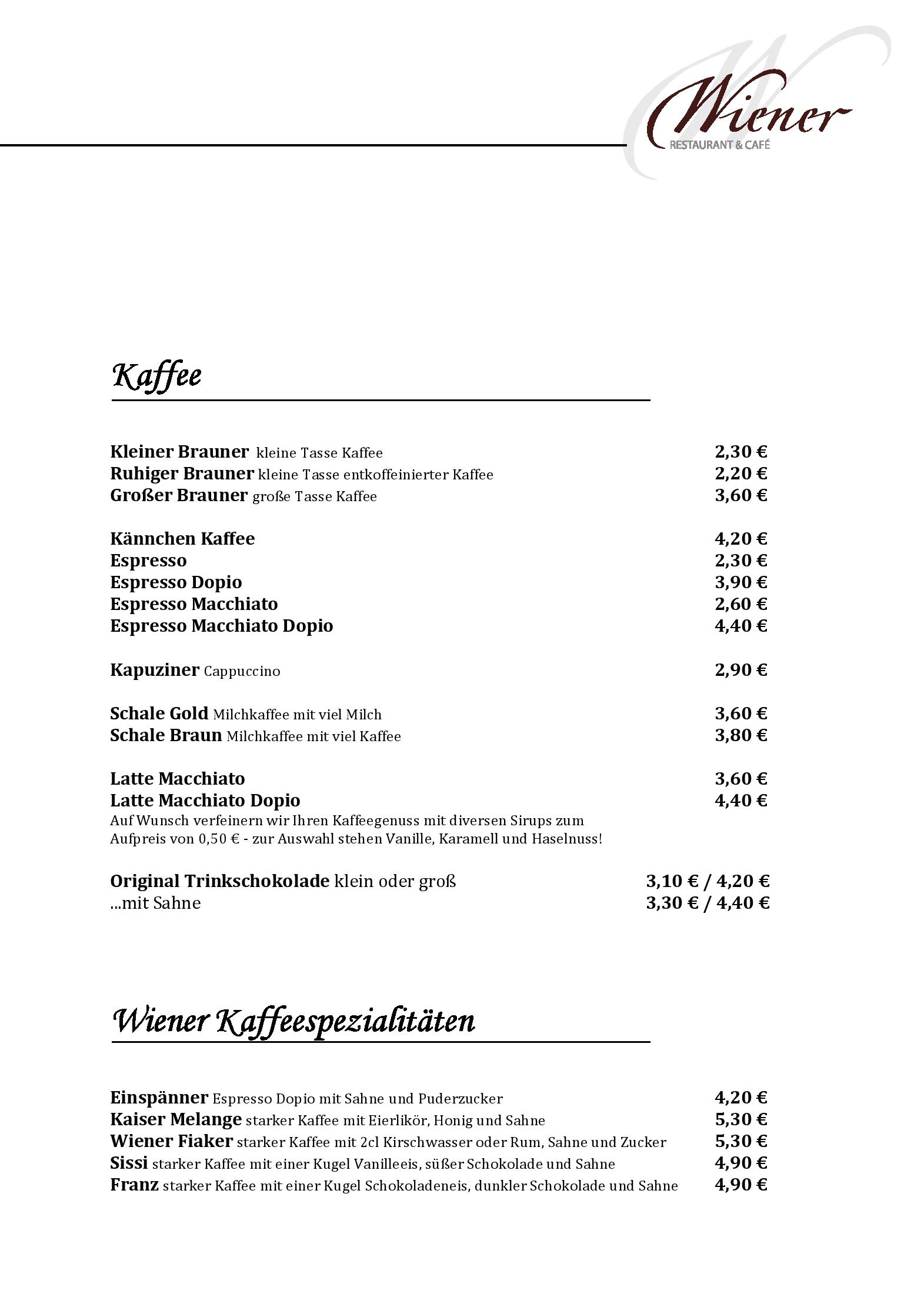 Speisekarte