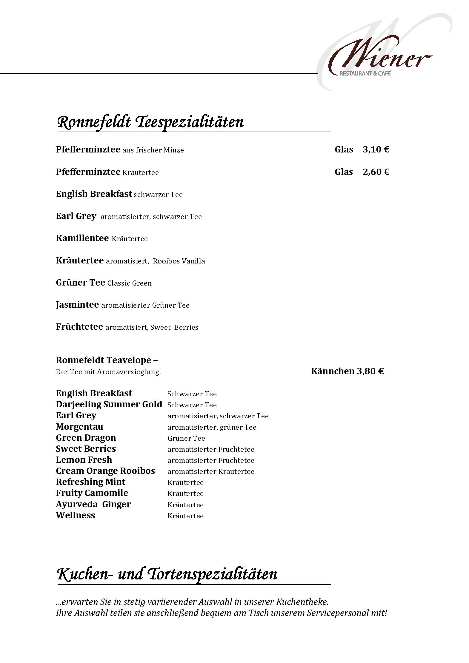 Speisekarte
