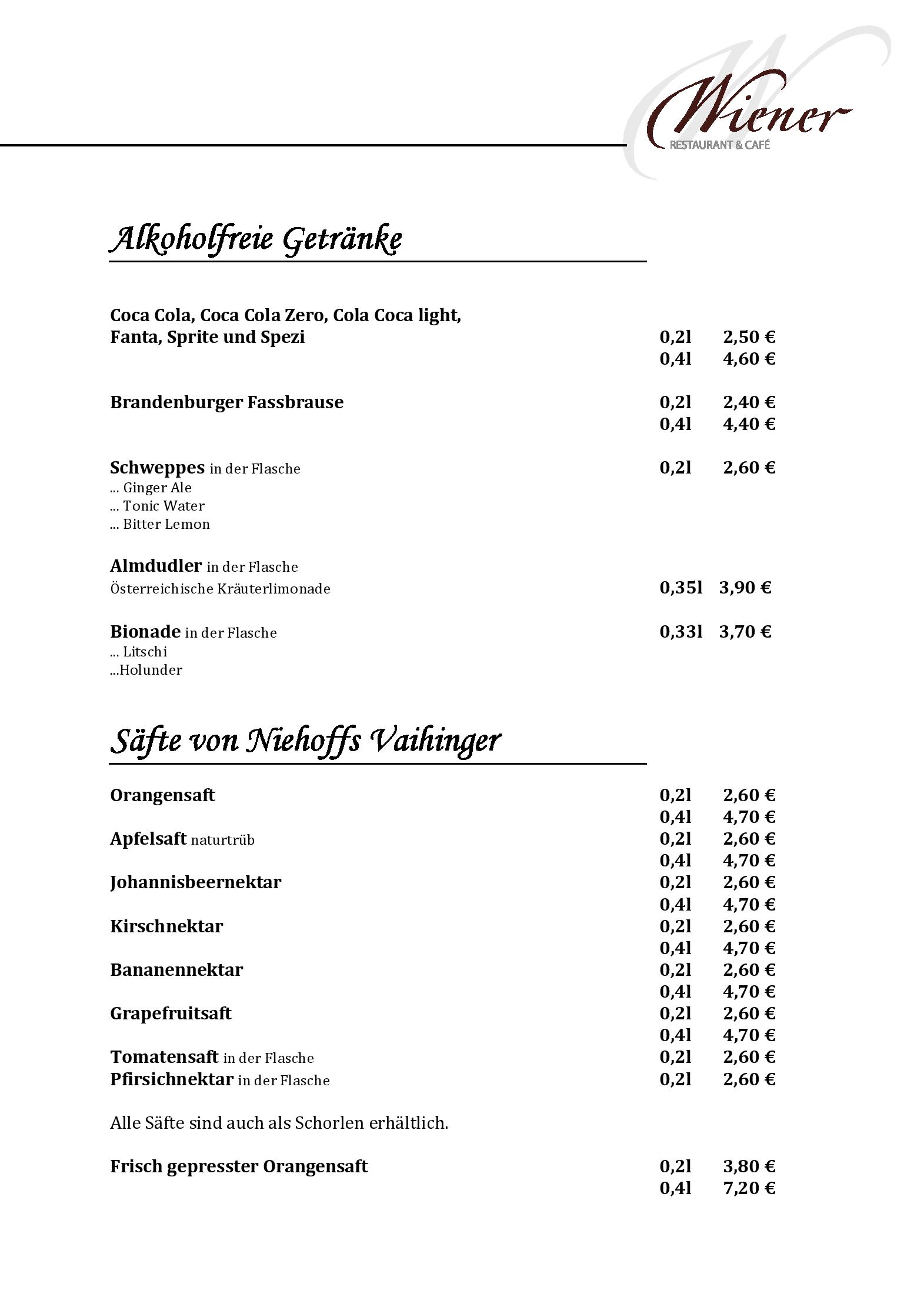 Speisekarte