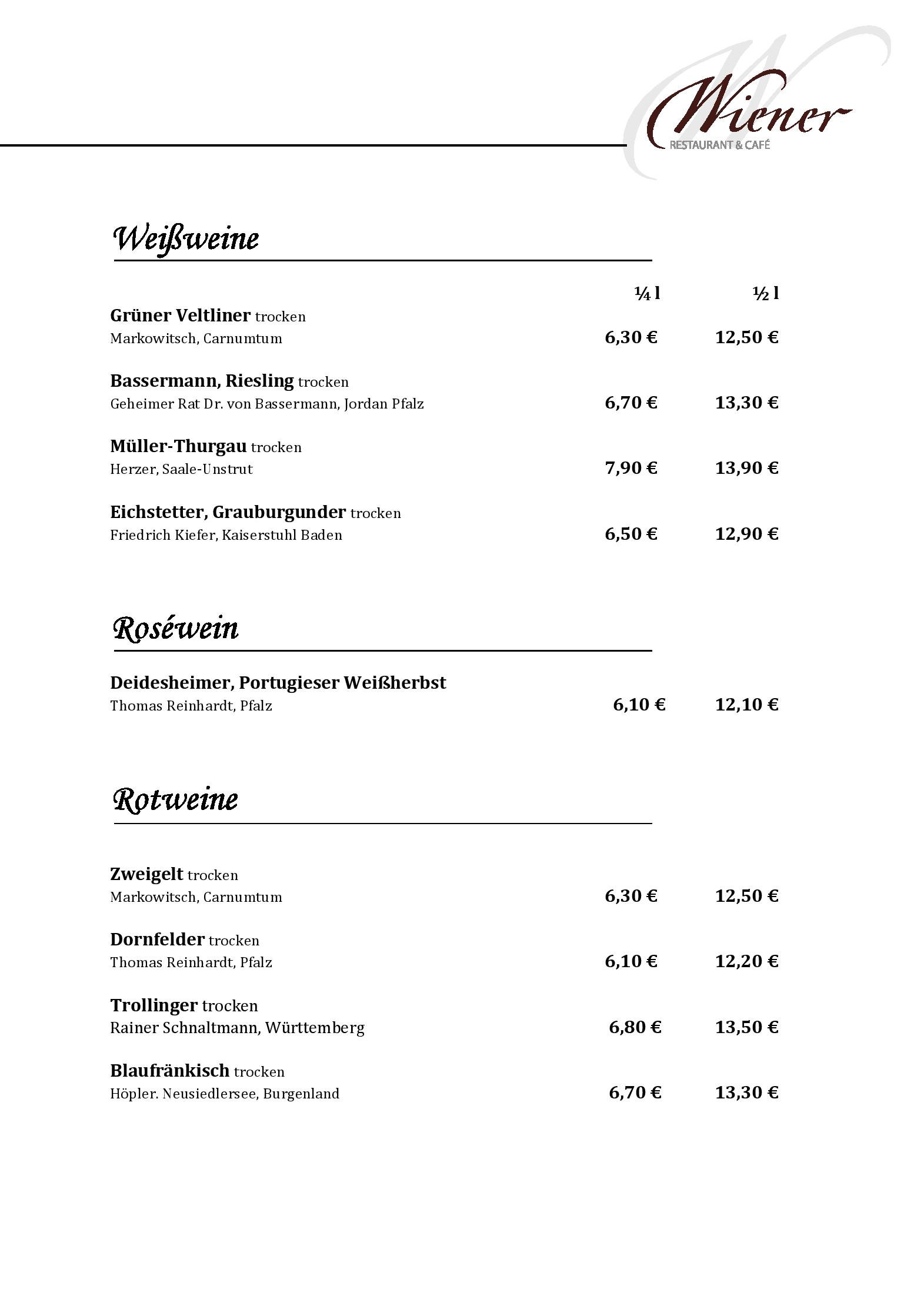 Speisekarte