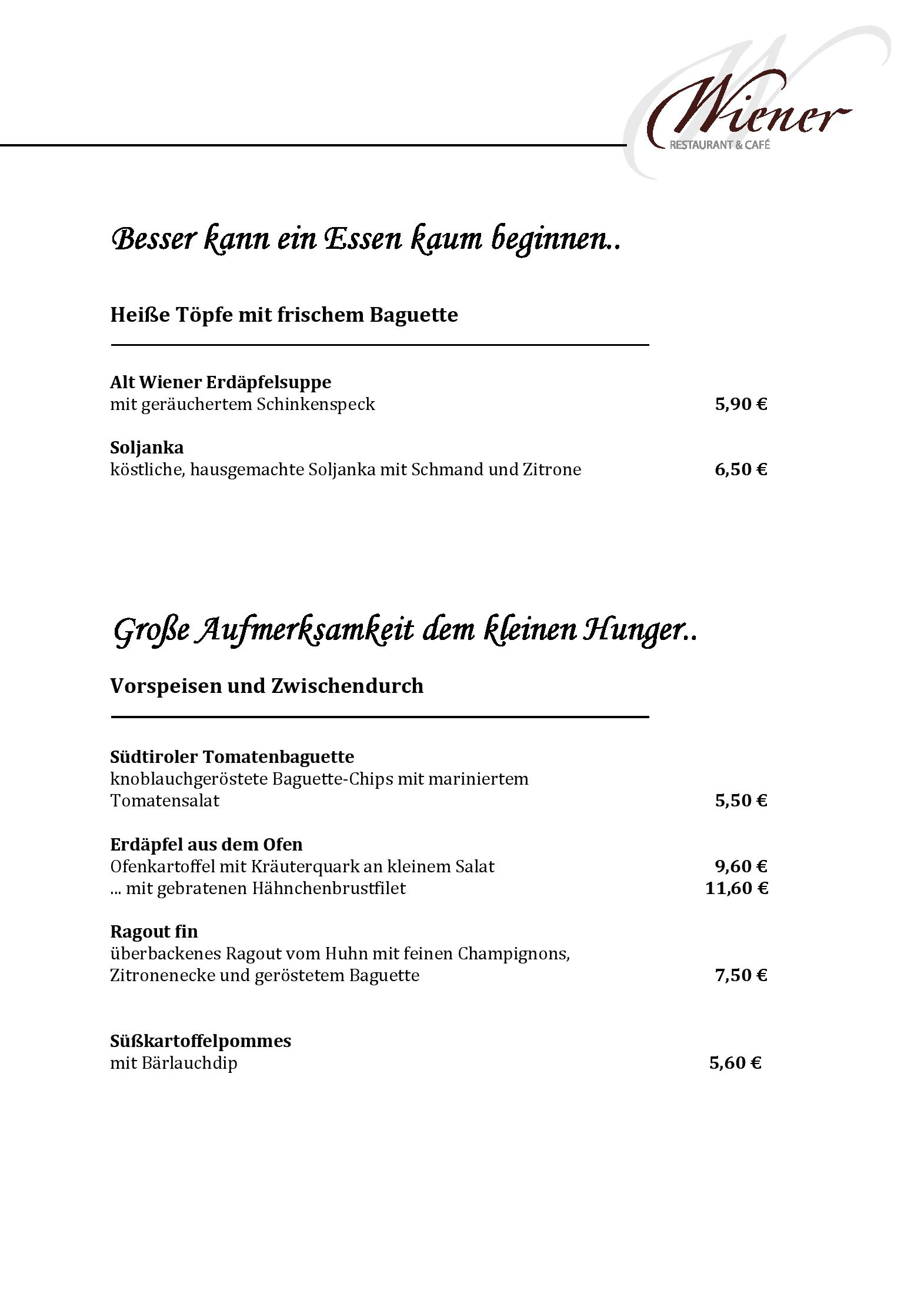 Speisekarte