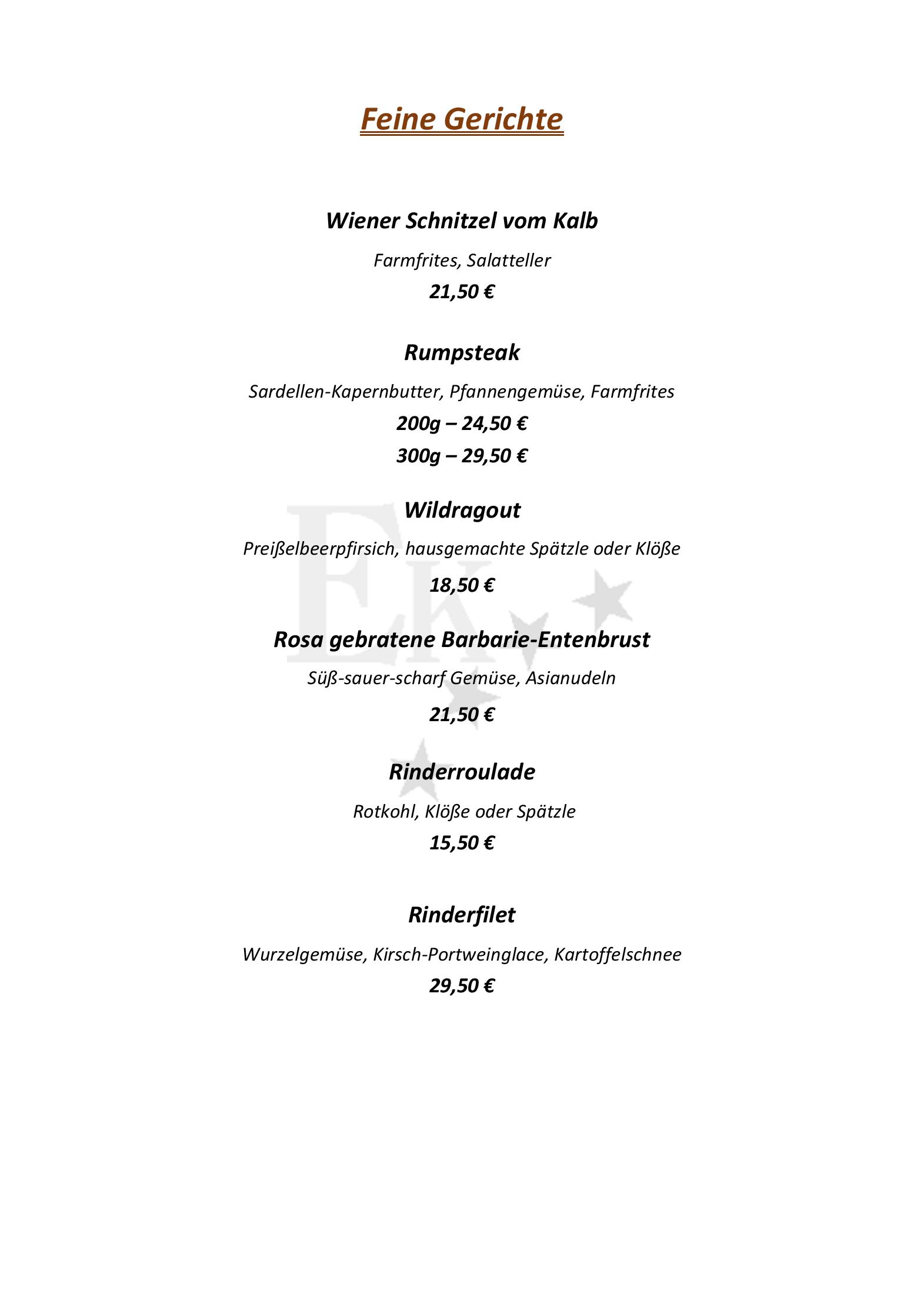 Speisekarte