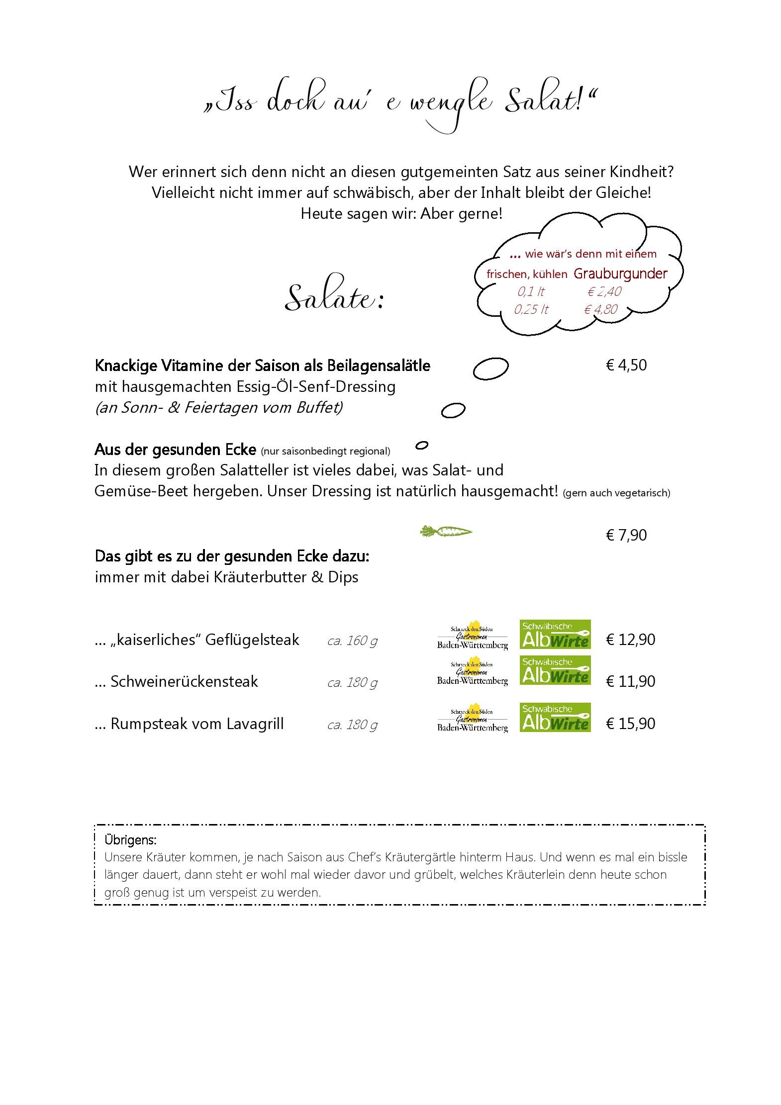 Speisekarte