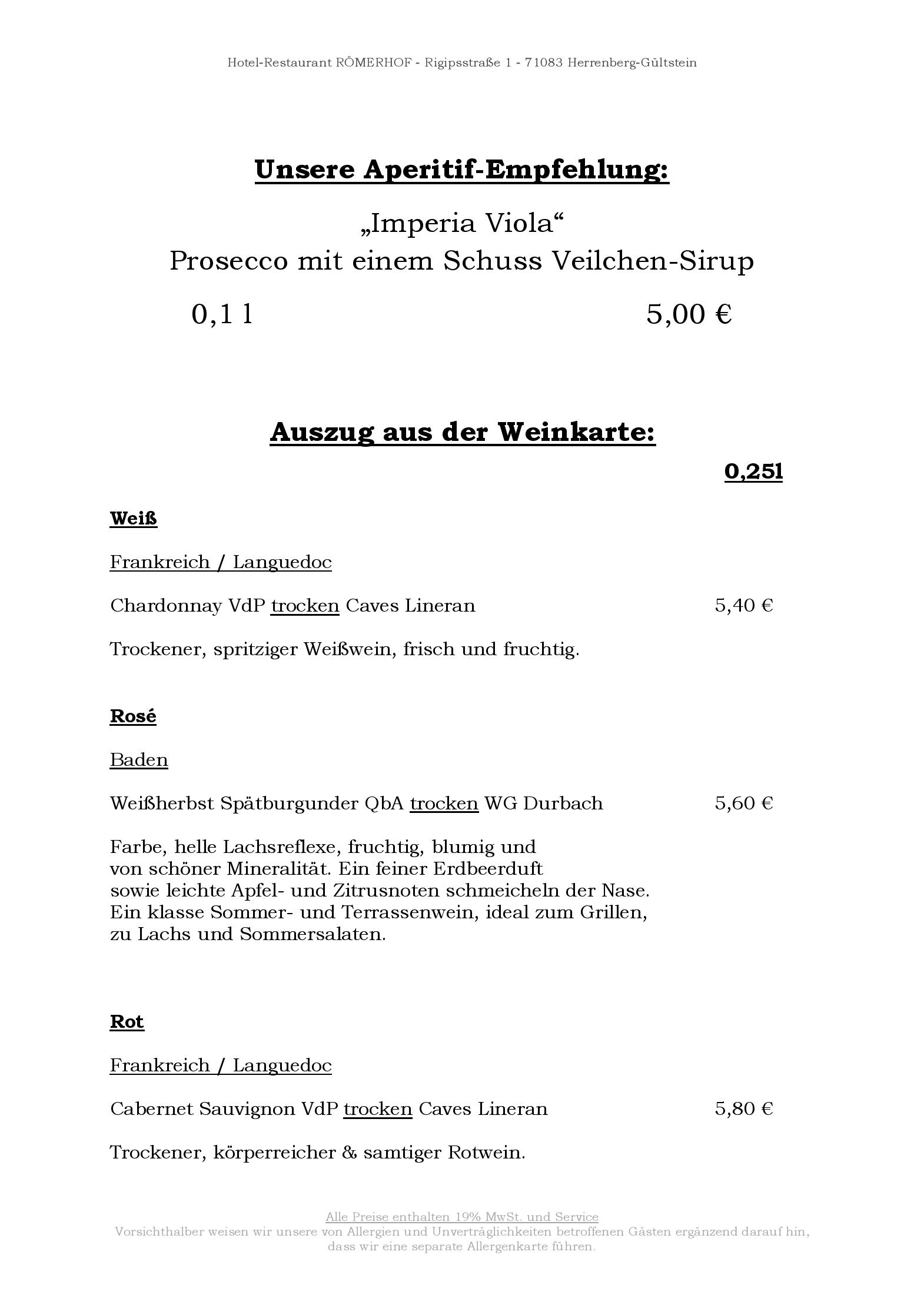 Speisekarte