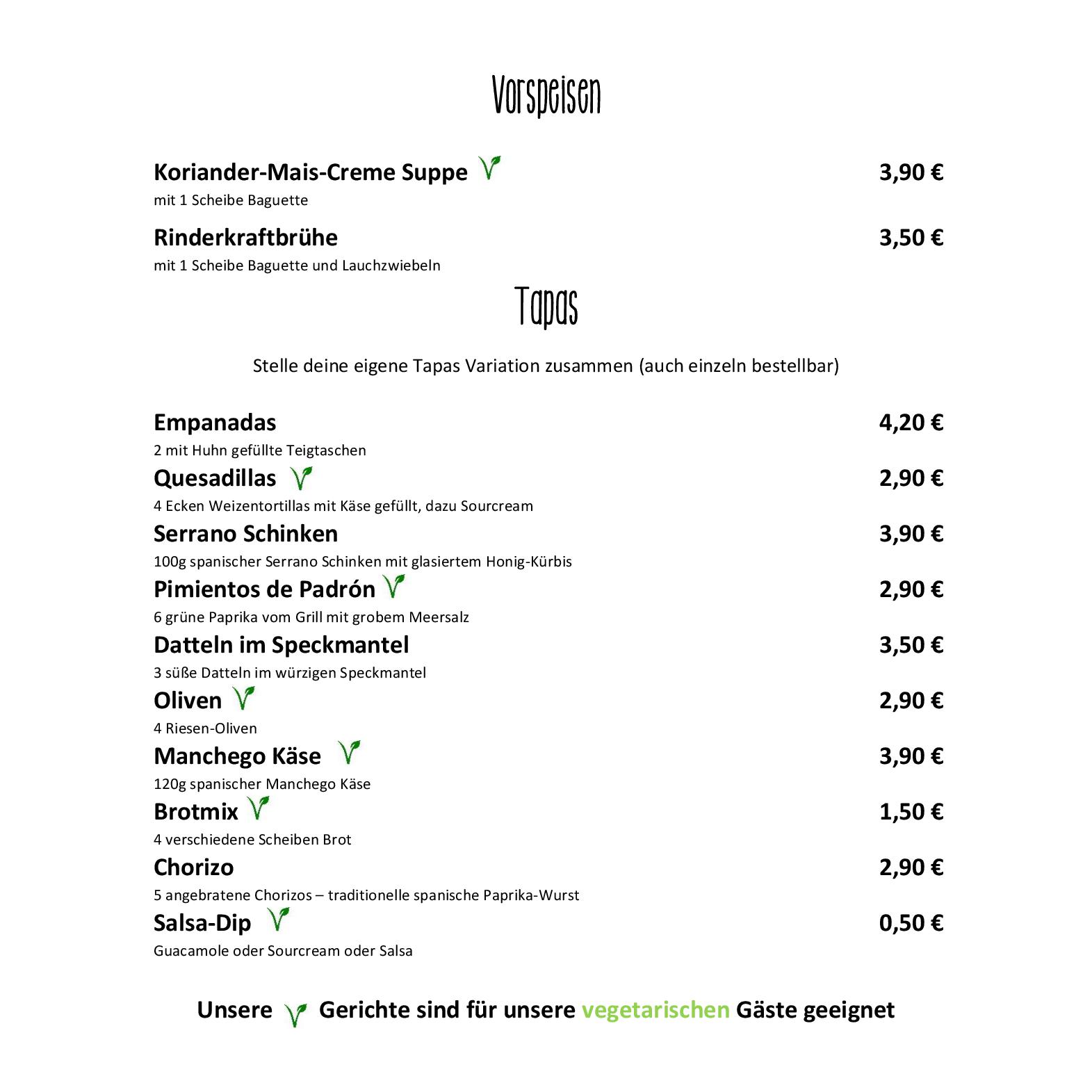 Speisekarte