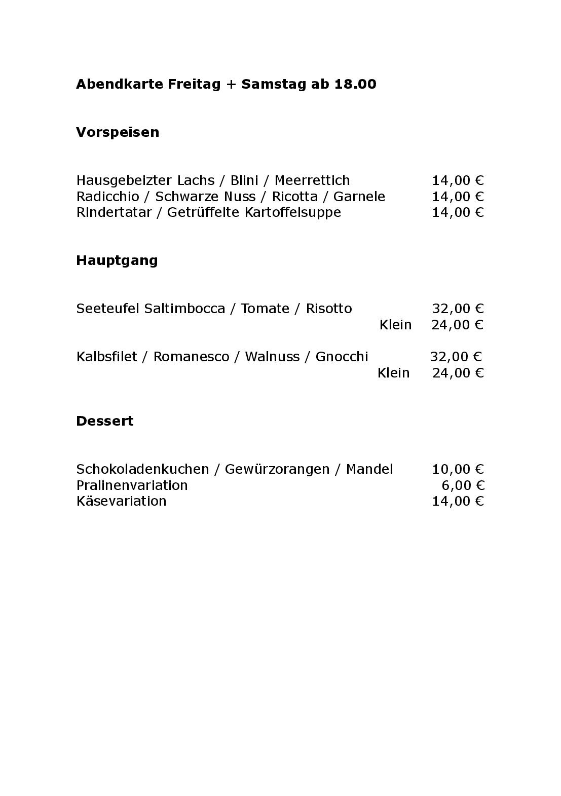 Speisekarte