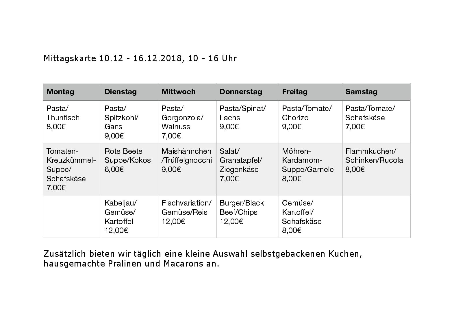 Speisekarte