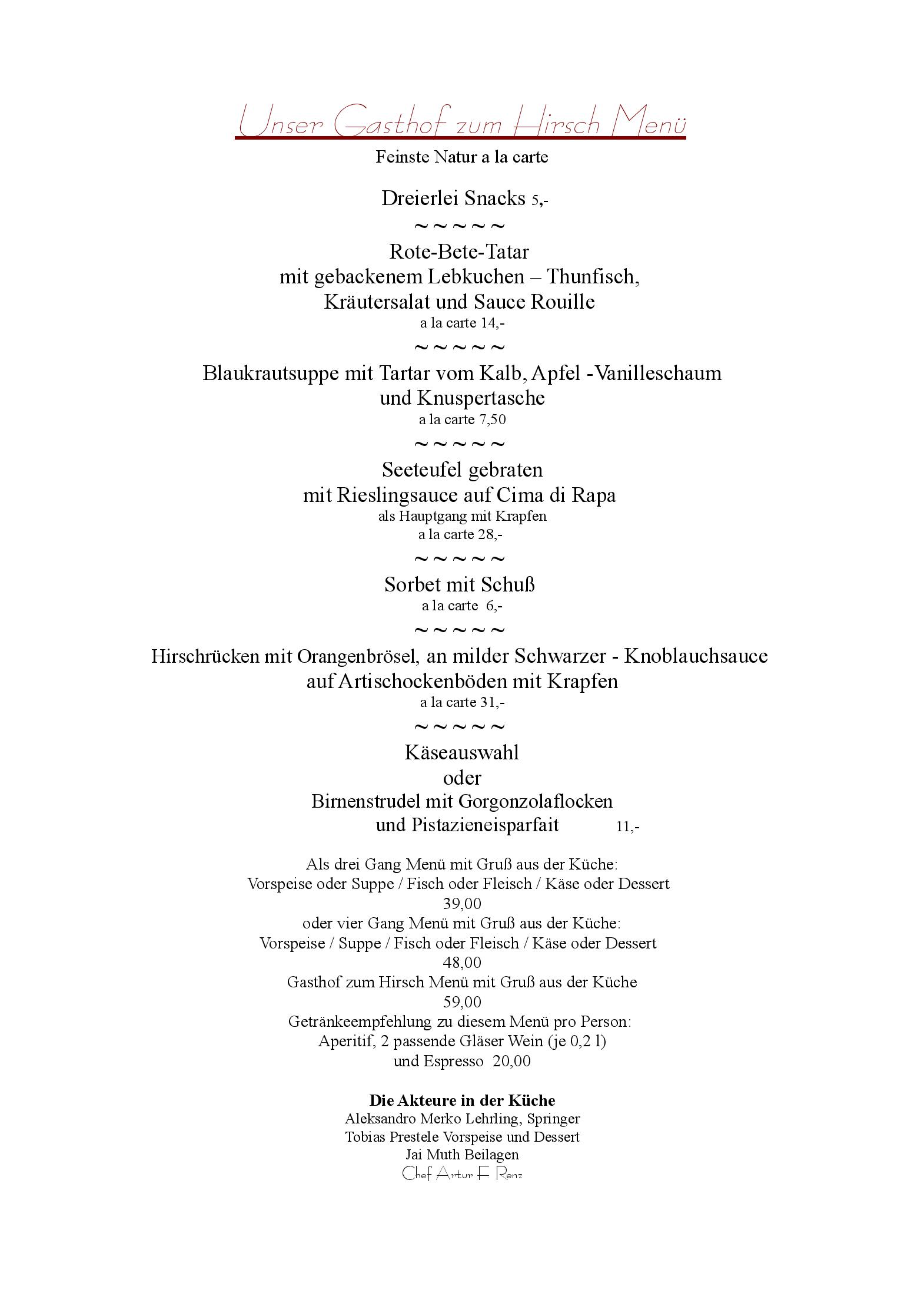 Speisekarte