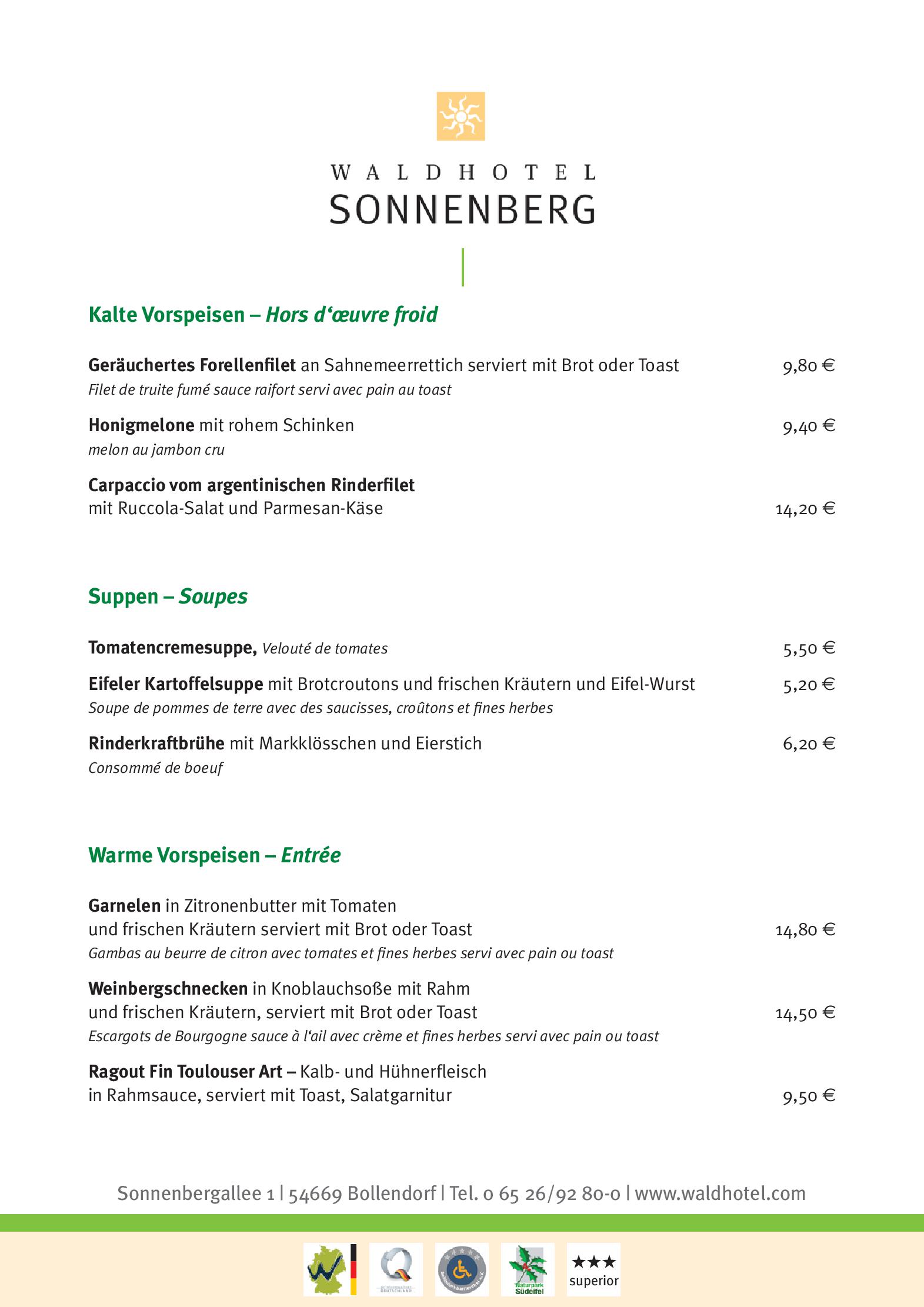 Speisekarte