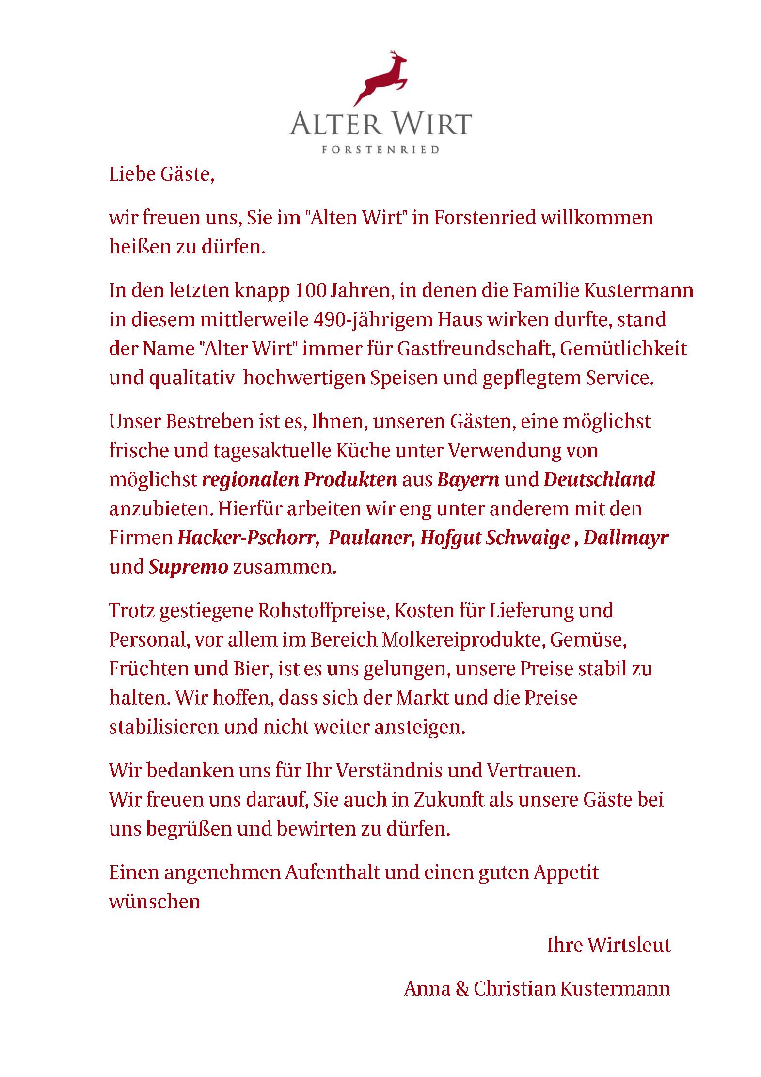 Speisekarte