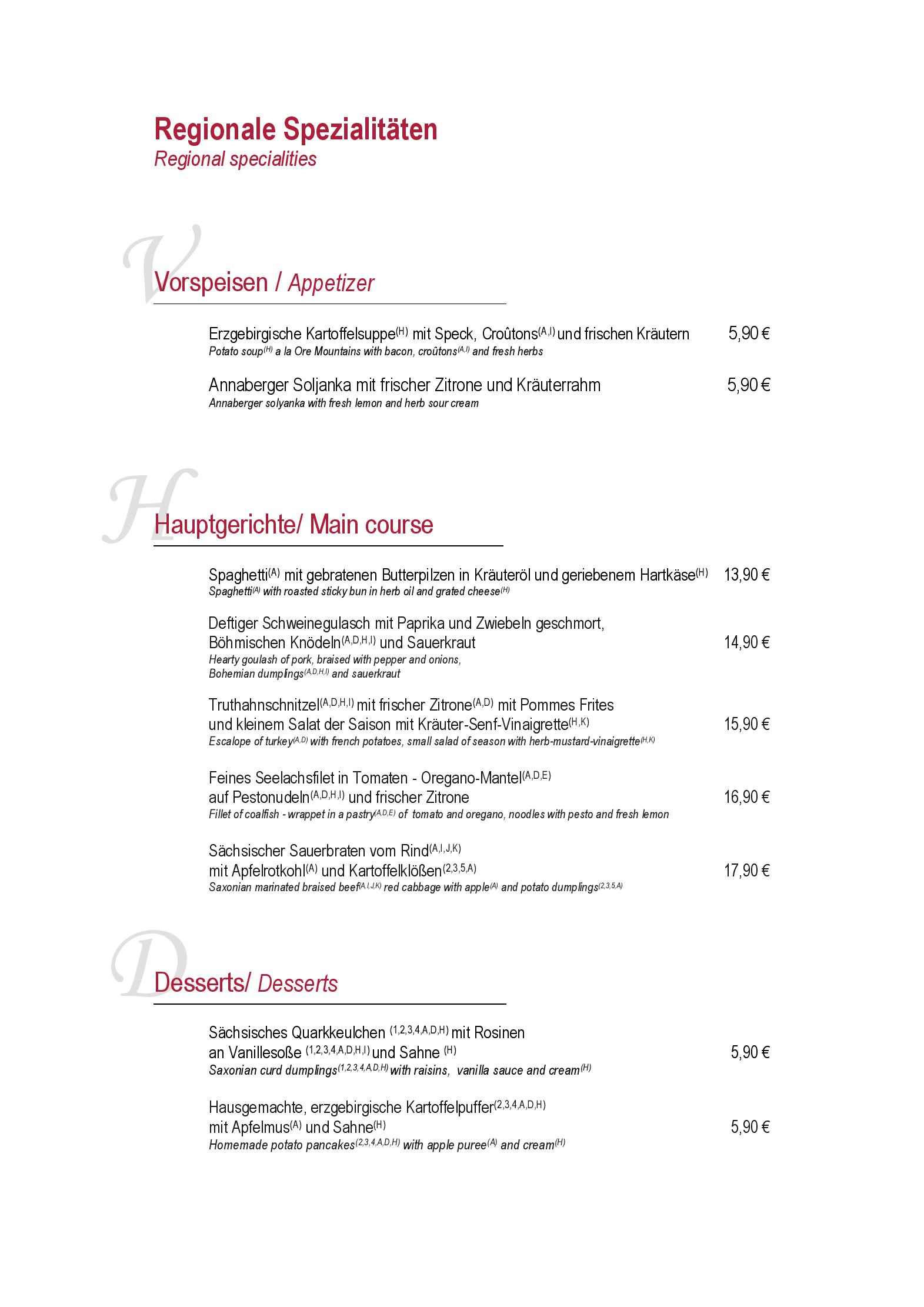 Speisekarte