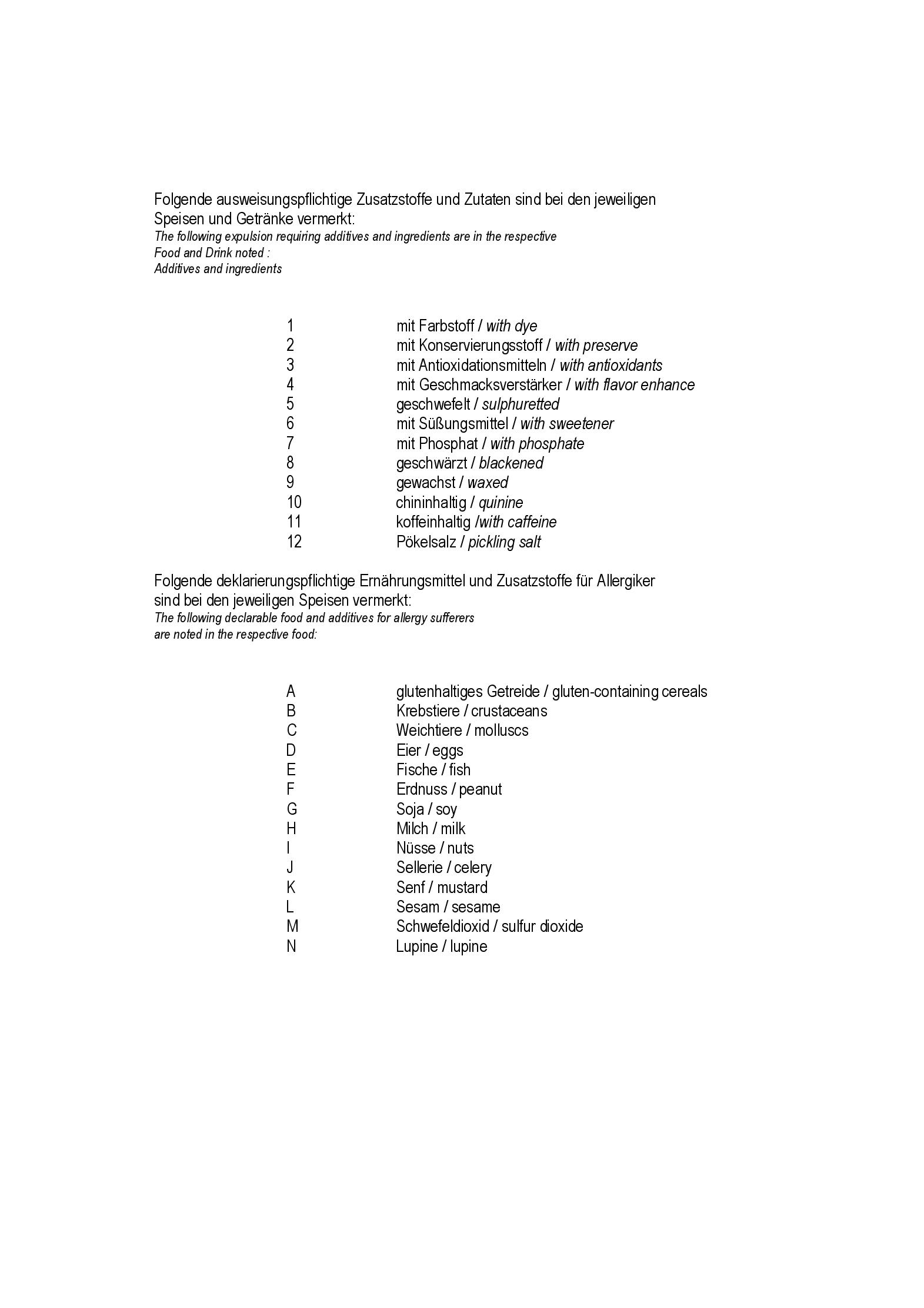 Speisekarte
