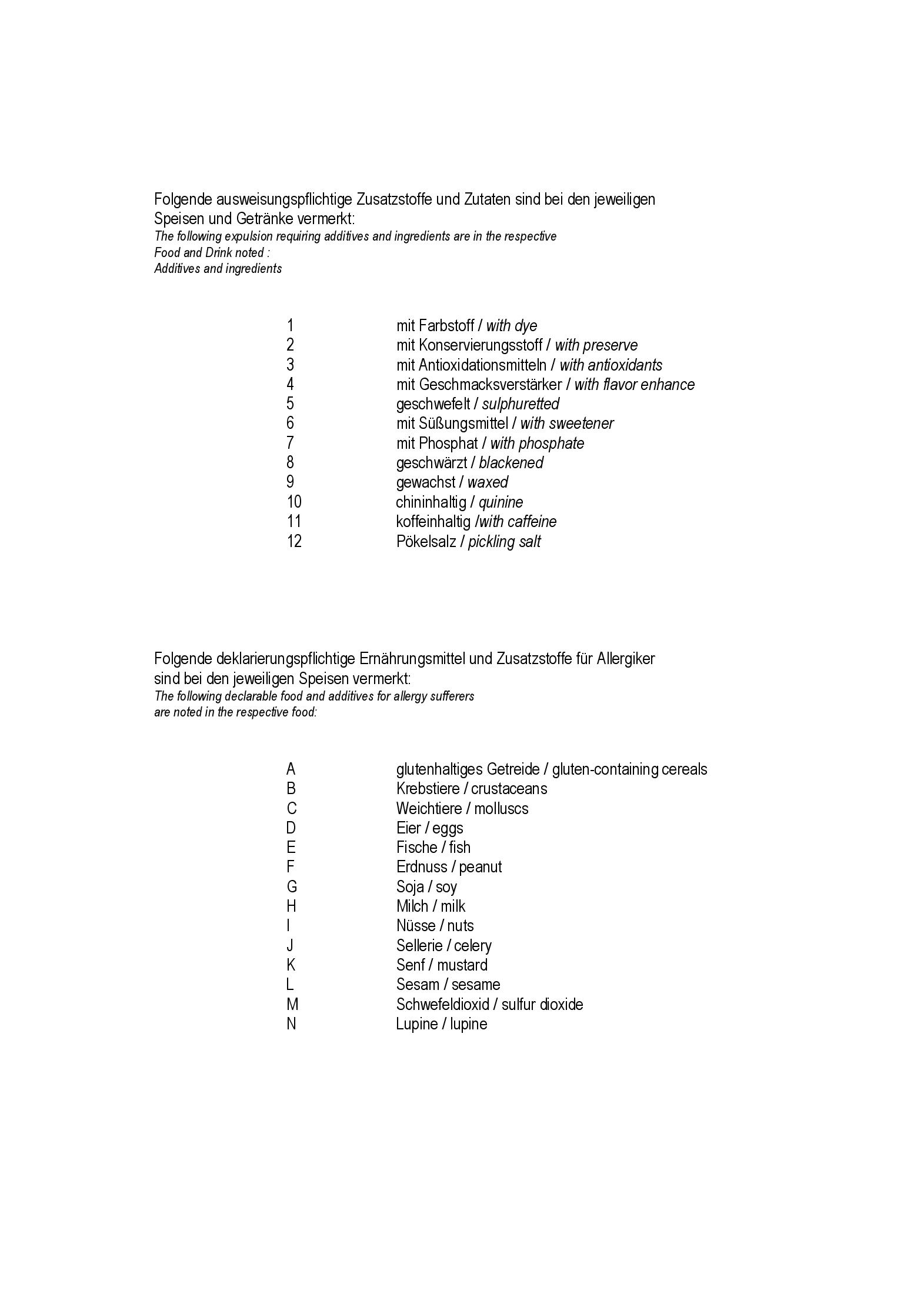 Speisekarte