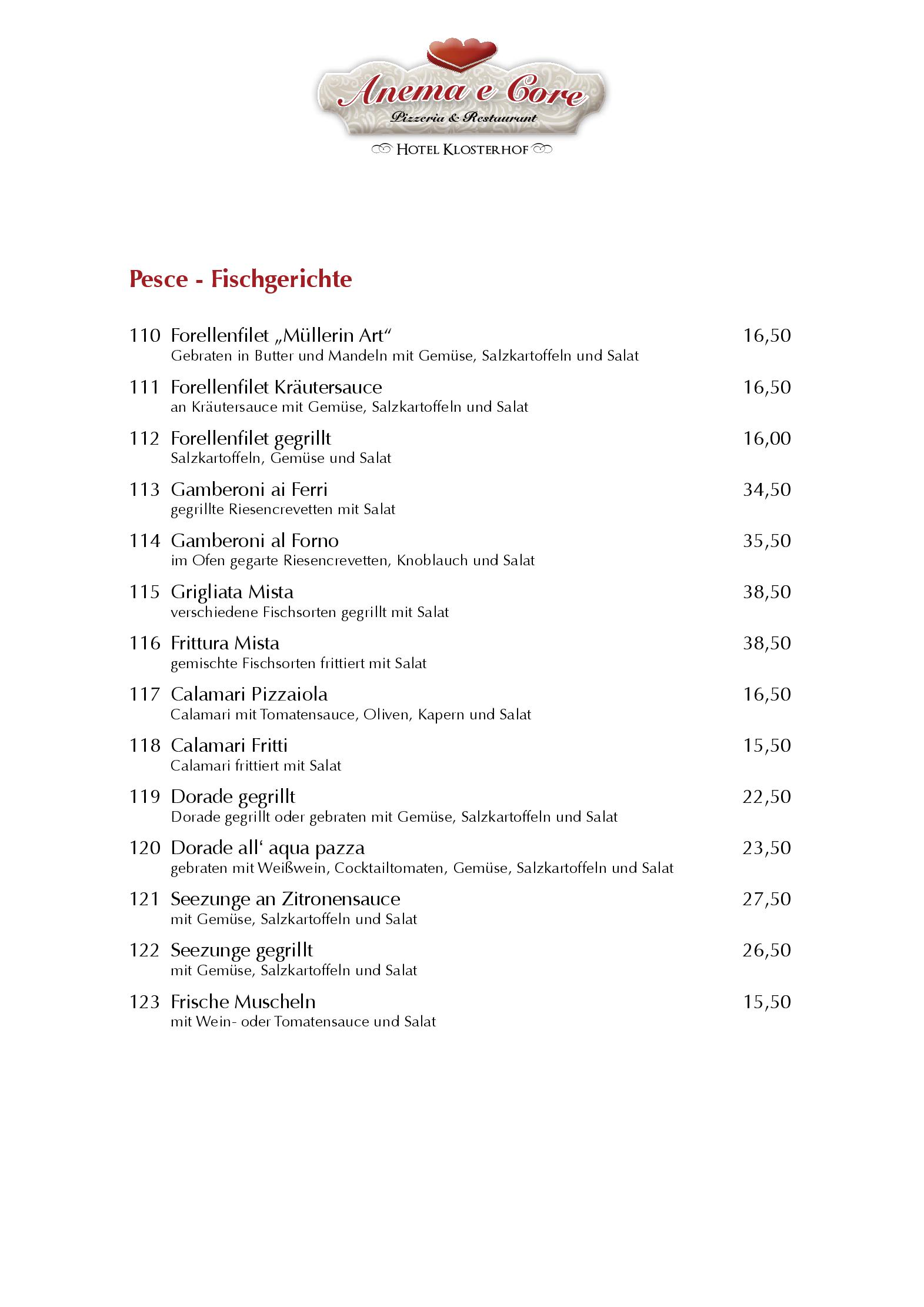Speisekarte