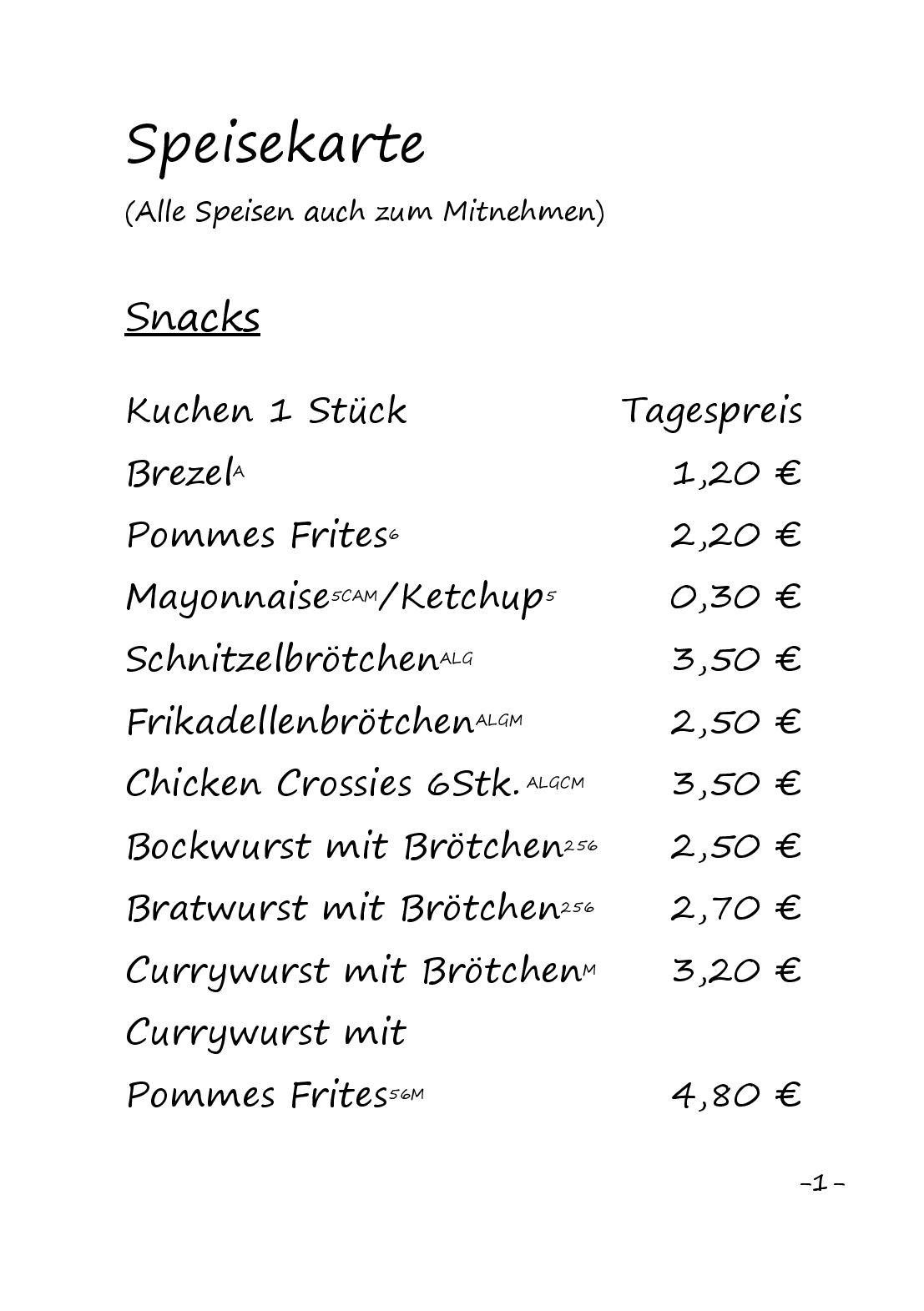 Speisekarte