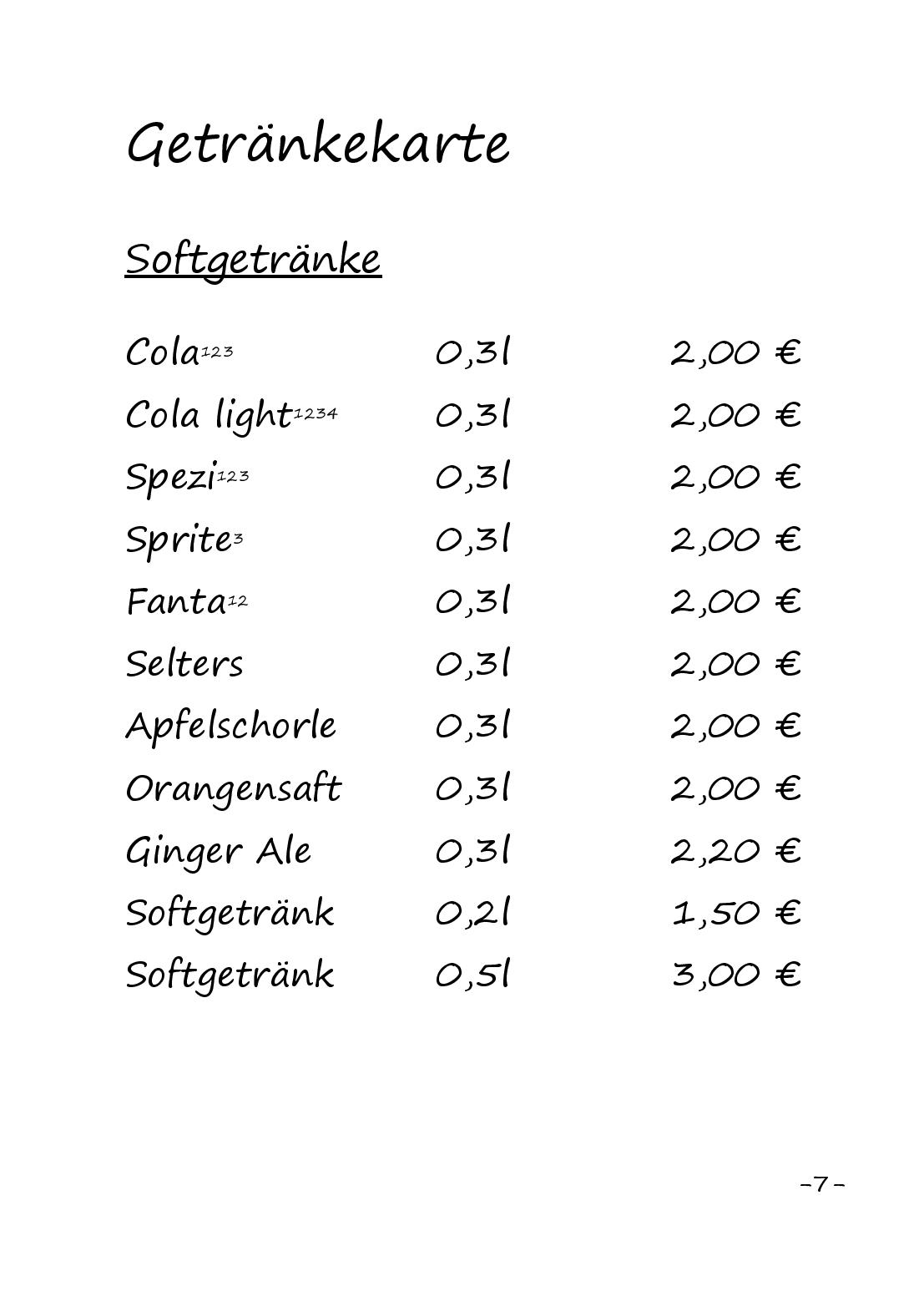 Speisekarte