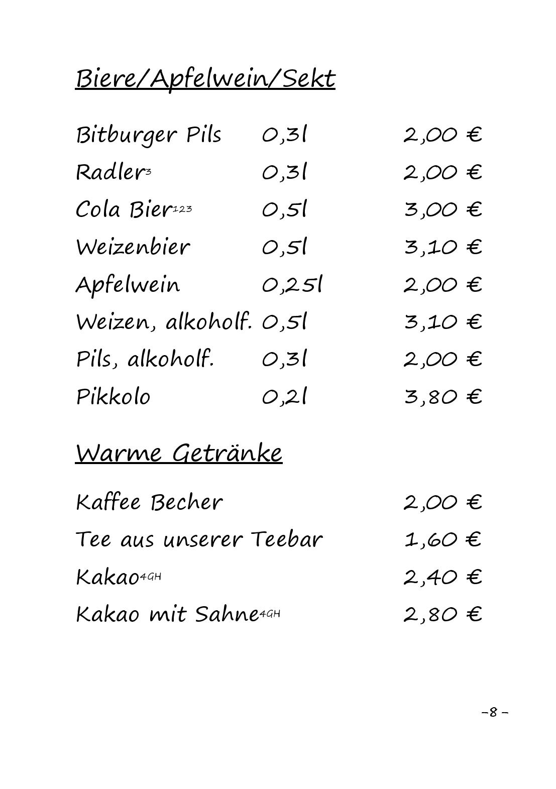 Speisekarte