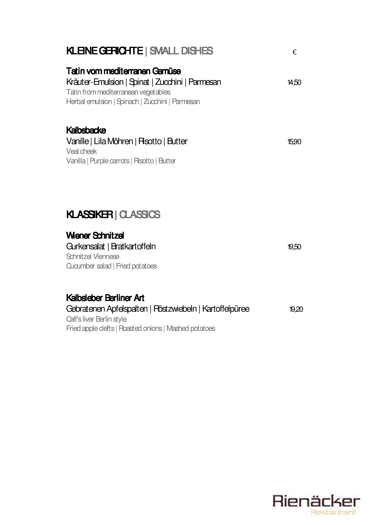Speisekarte