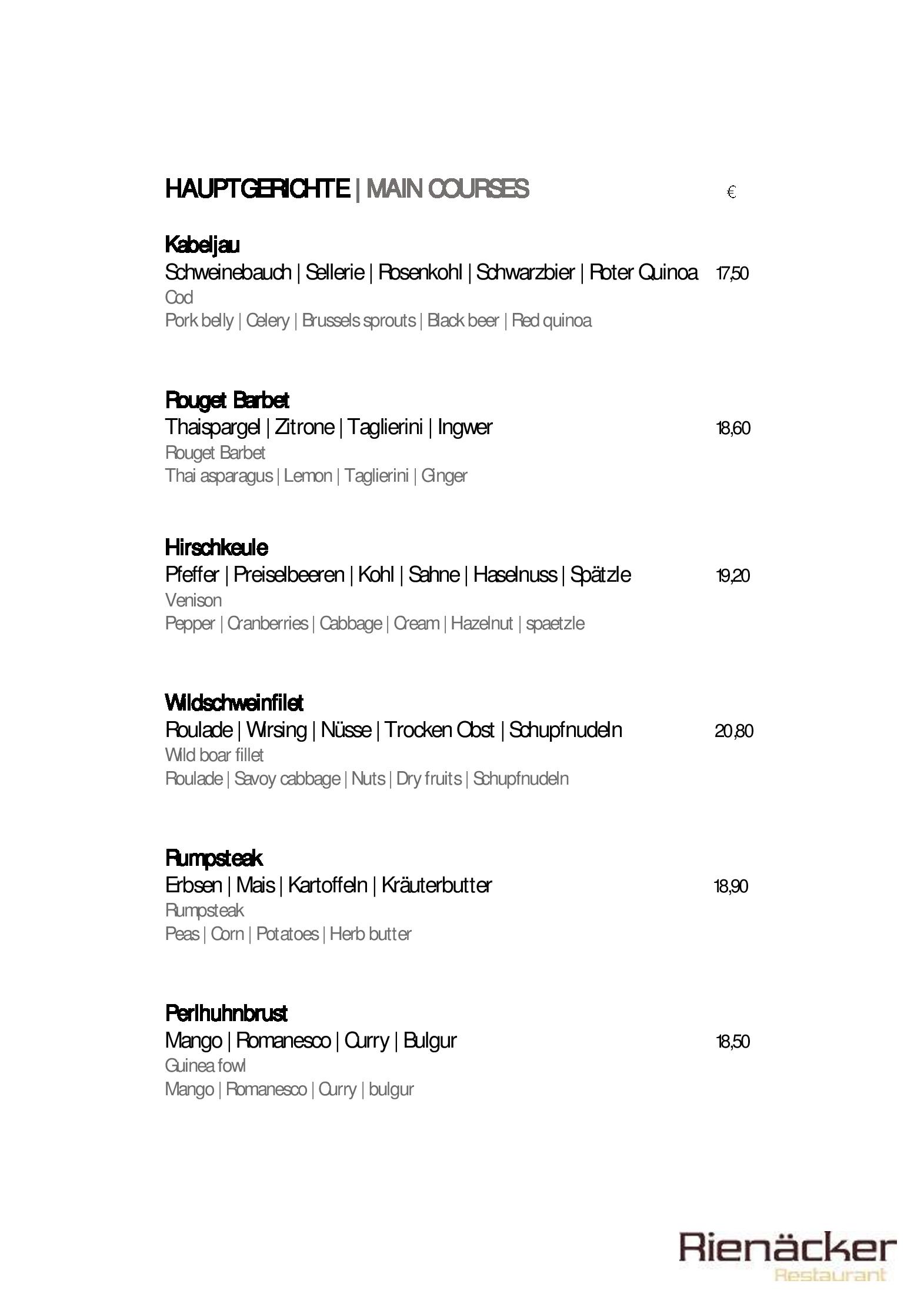 Speisekarte
