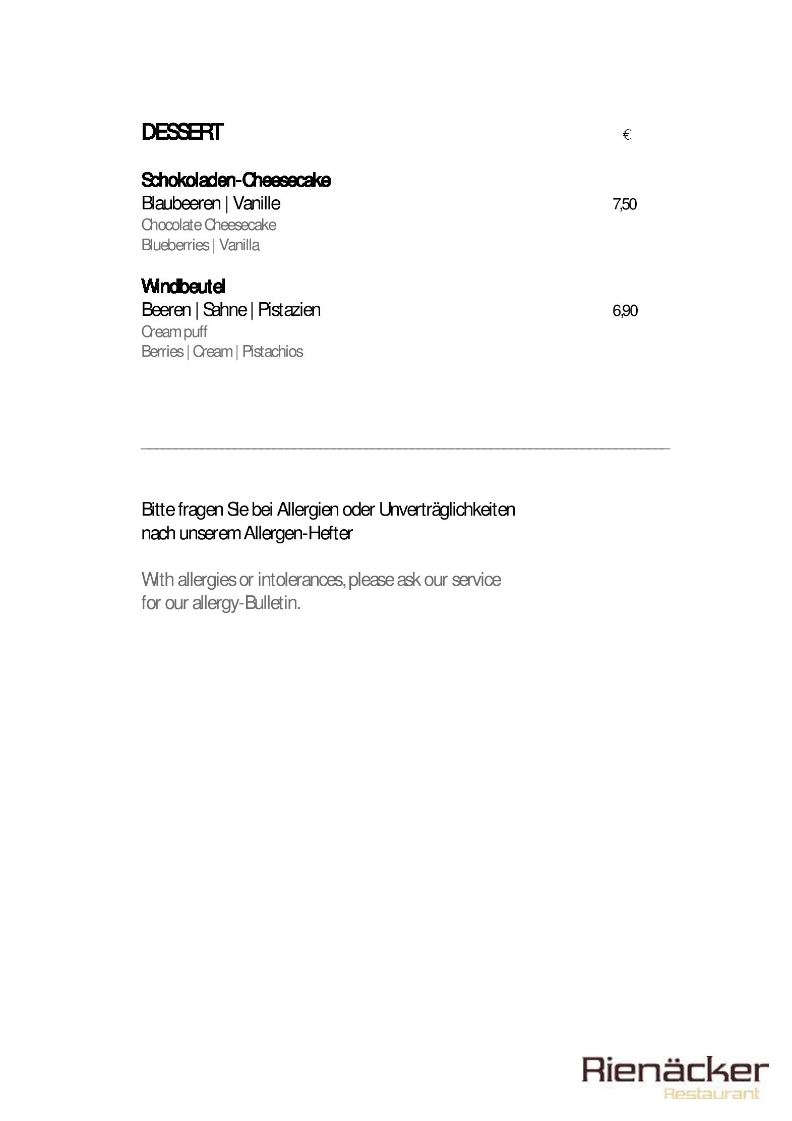 Speisekarte
