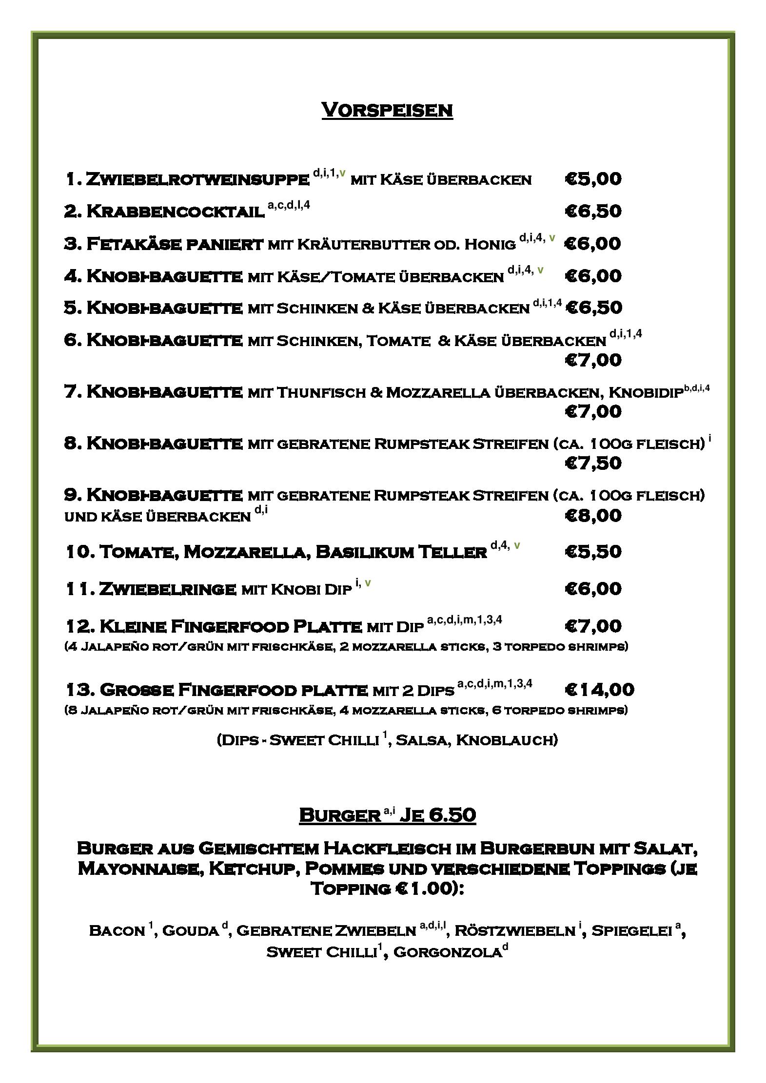Speisekarte