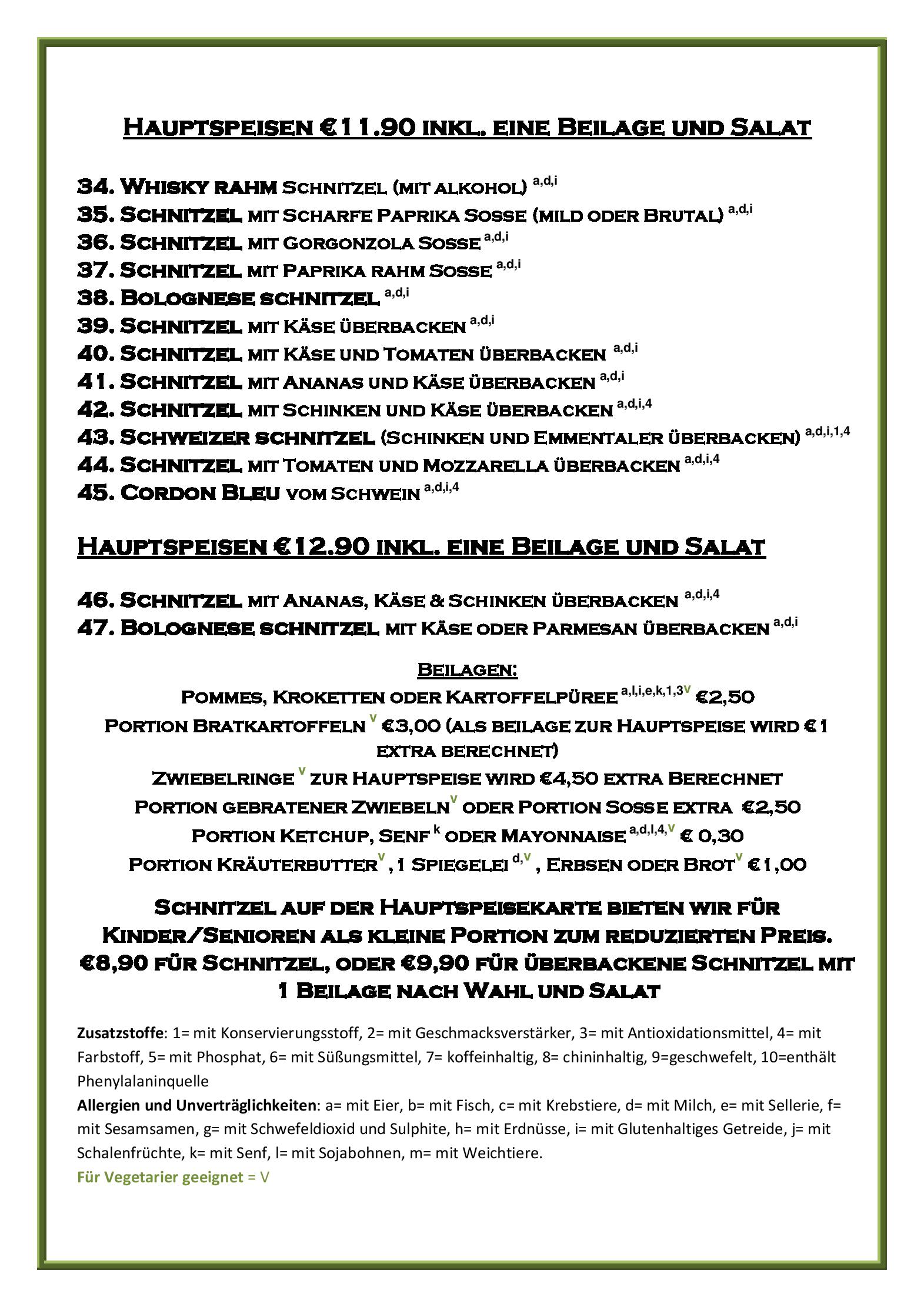 Speisekarte