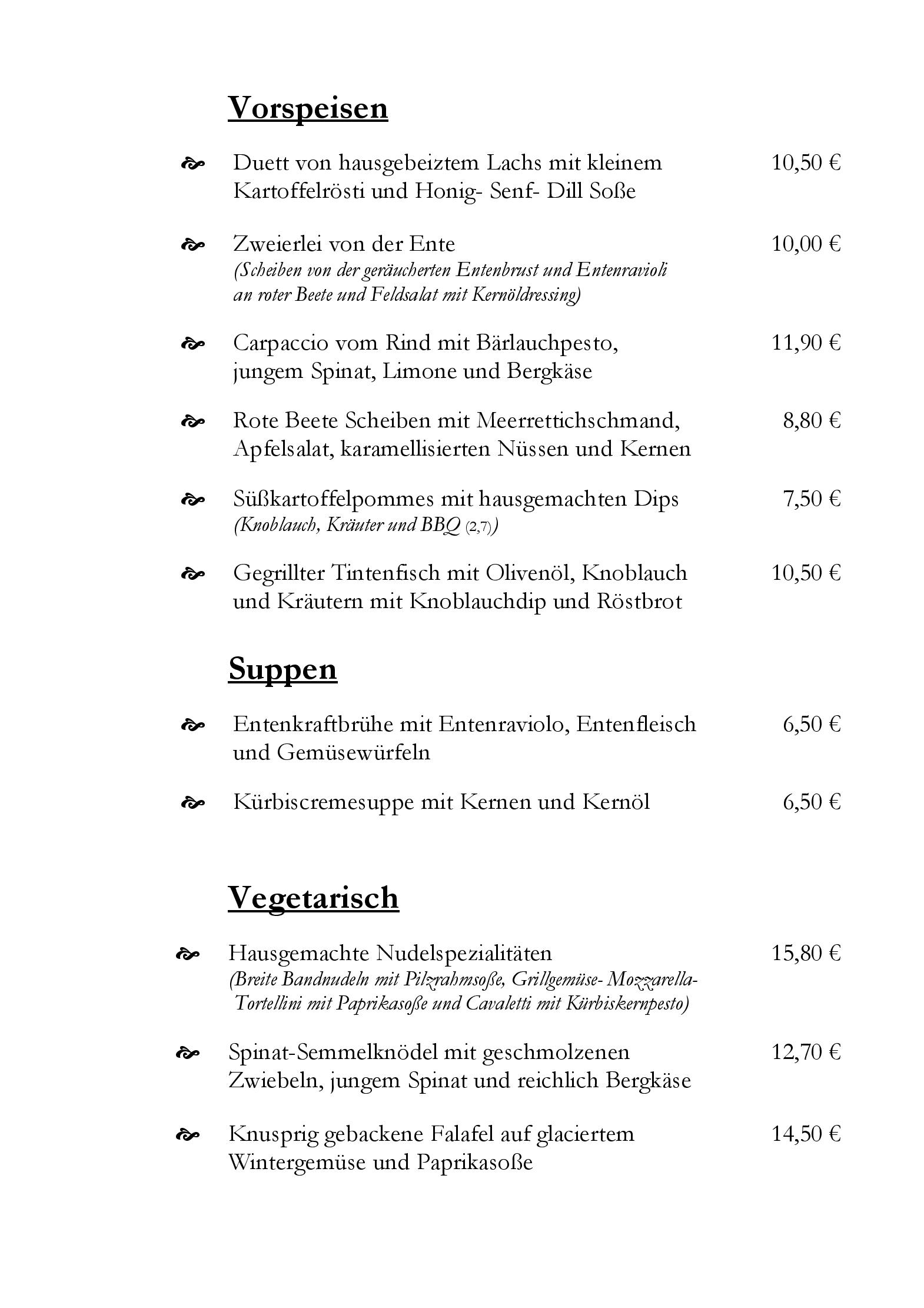Speisekarte