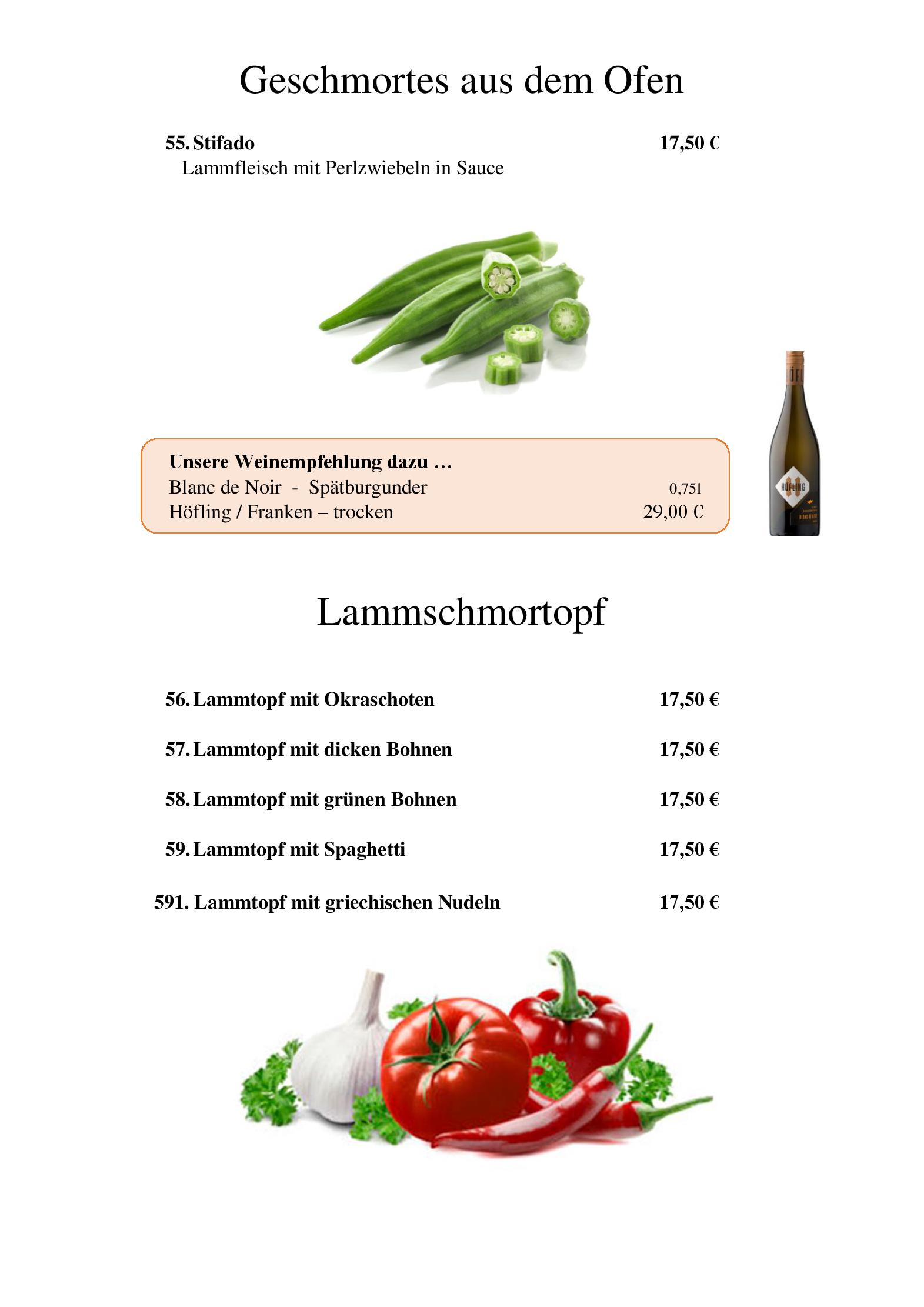 Speisekarte