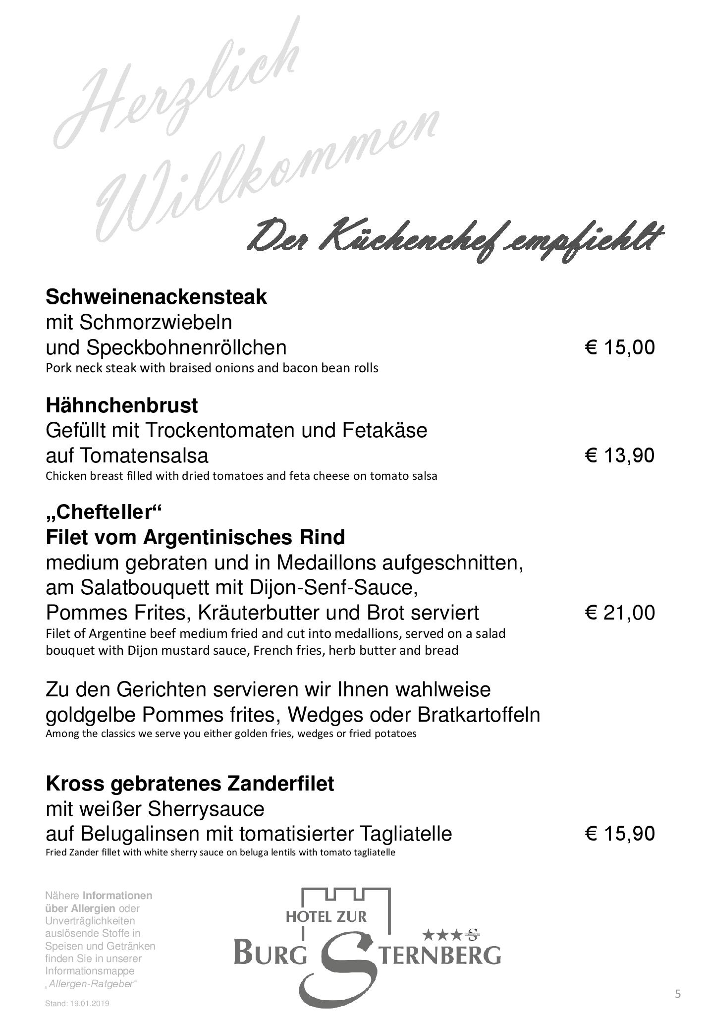 Speisekarte