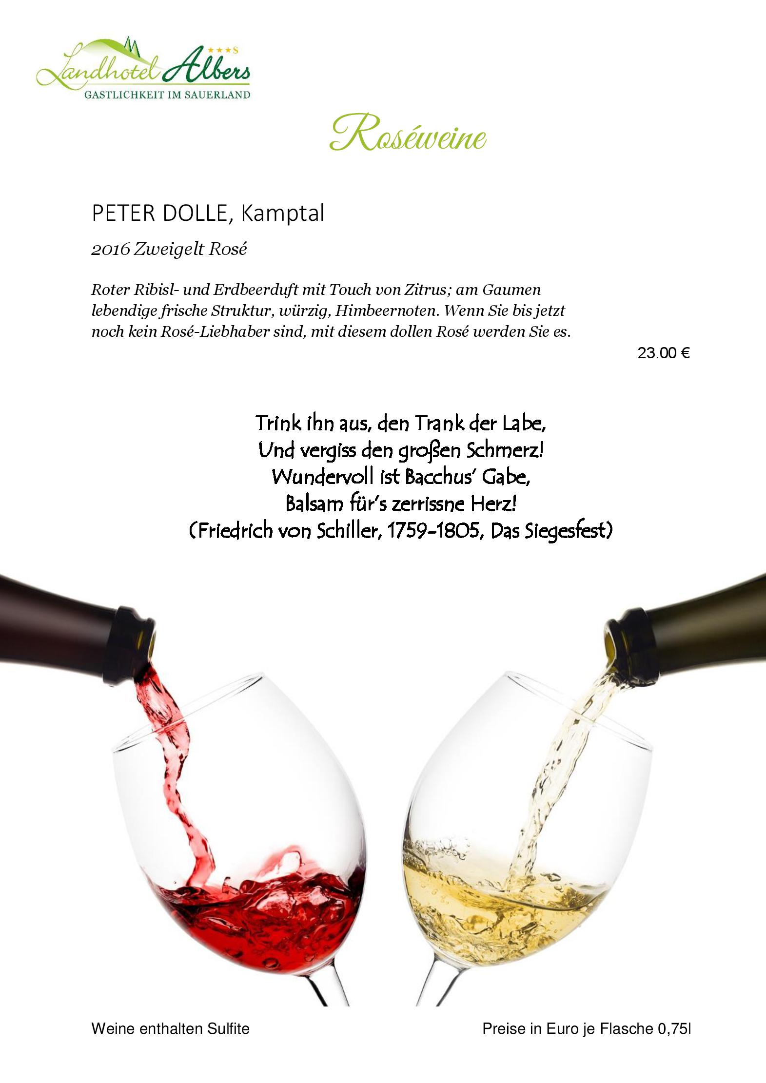 Weinkarte Flaschenweine