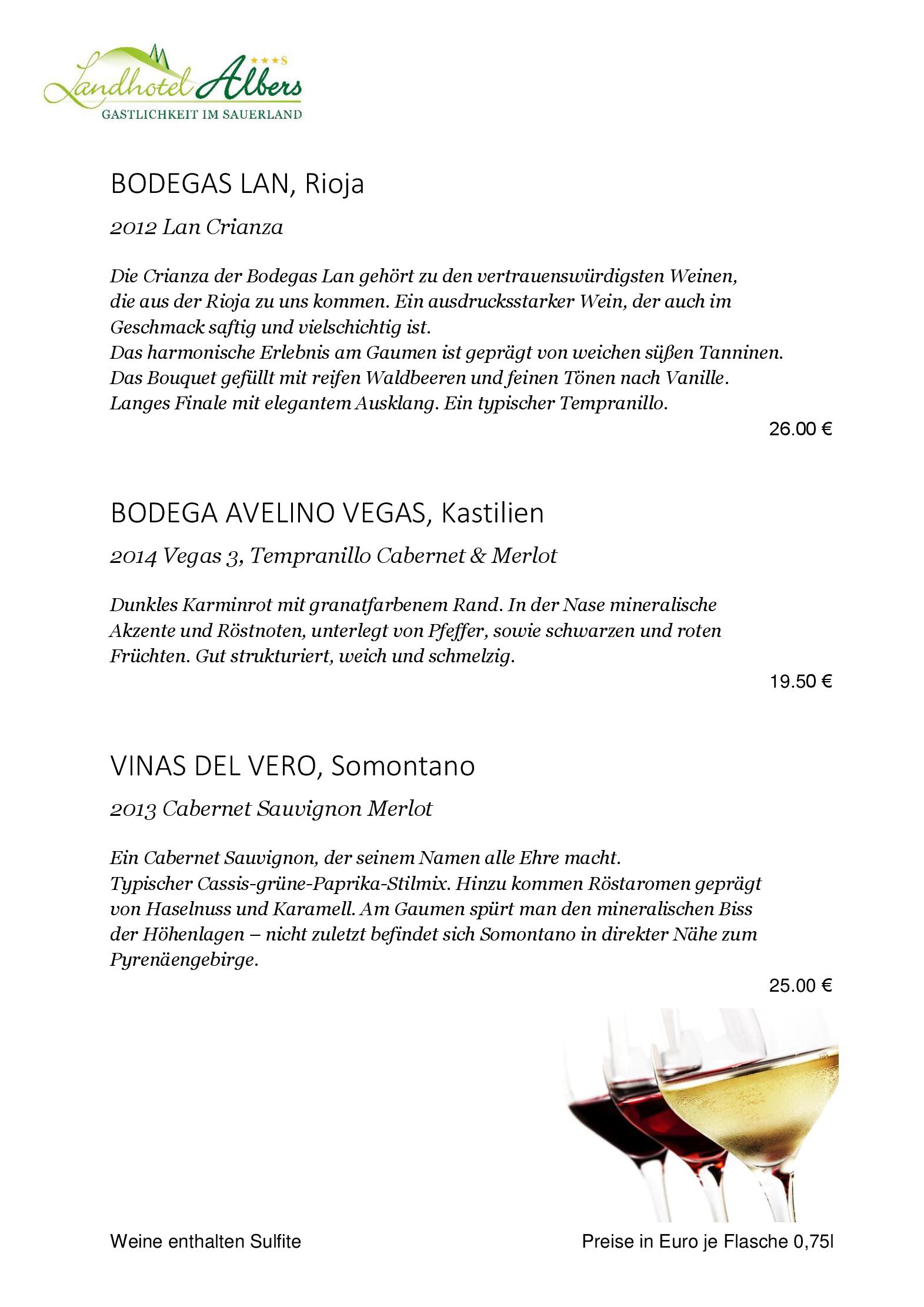 Weinkarte Flaschenweine