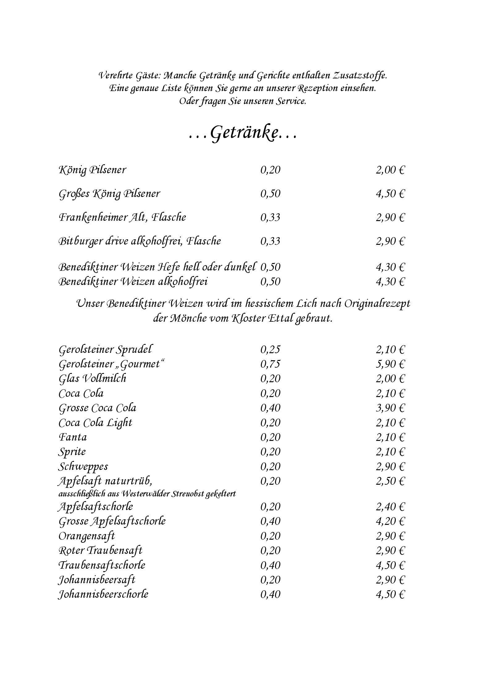 Speisekarte