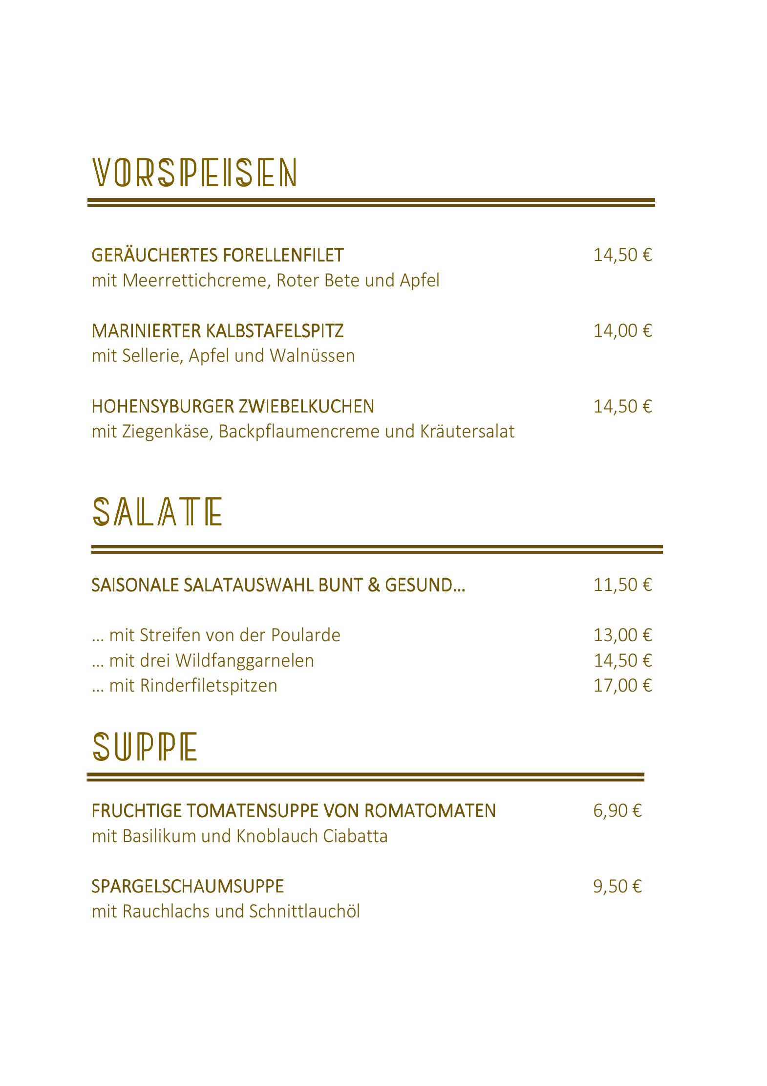 Speisekarte ab 09.04.2019
