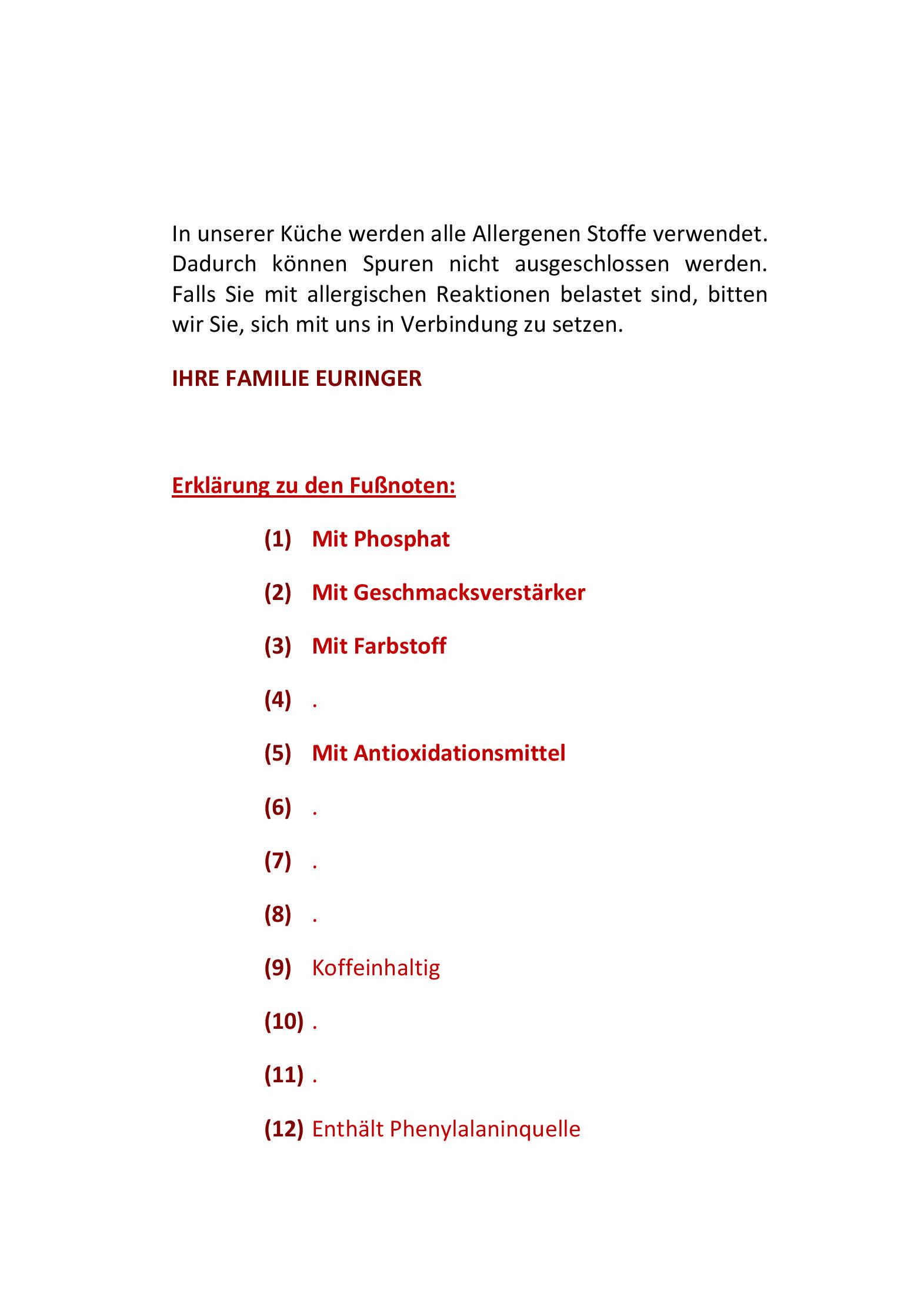 Speisekarte