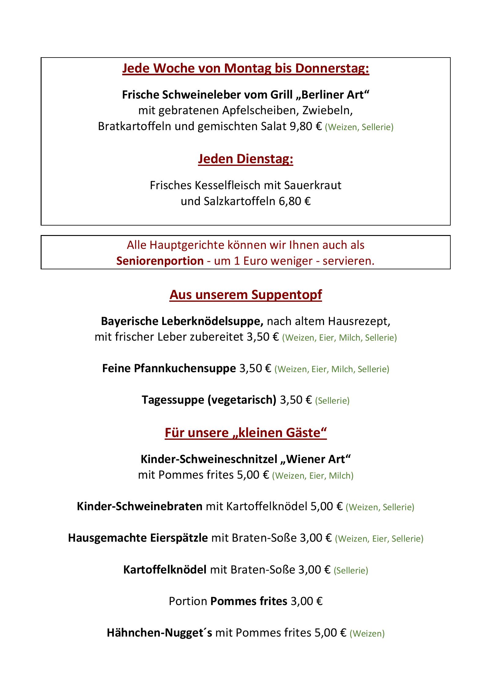 Speisekarte