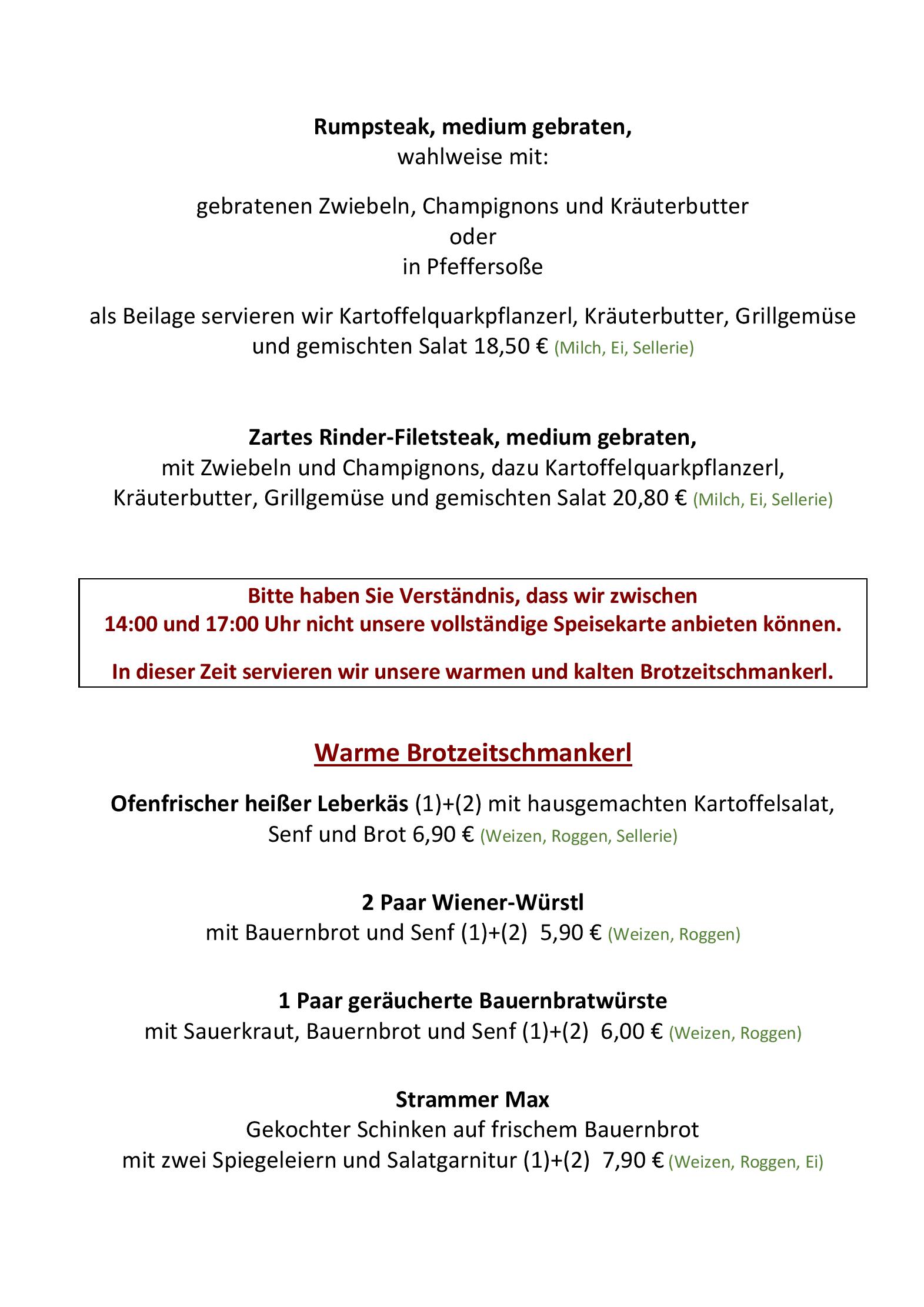 Speisekarte