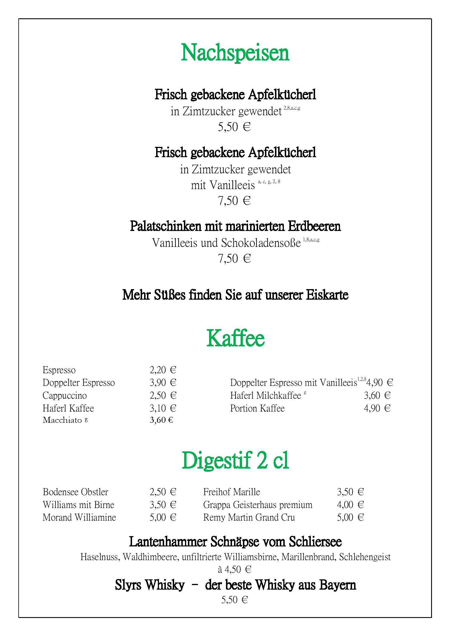 Speisekarte