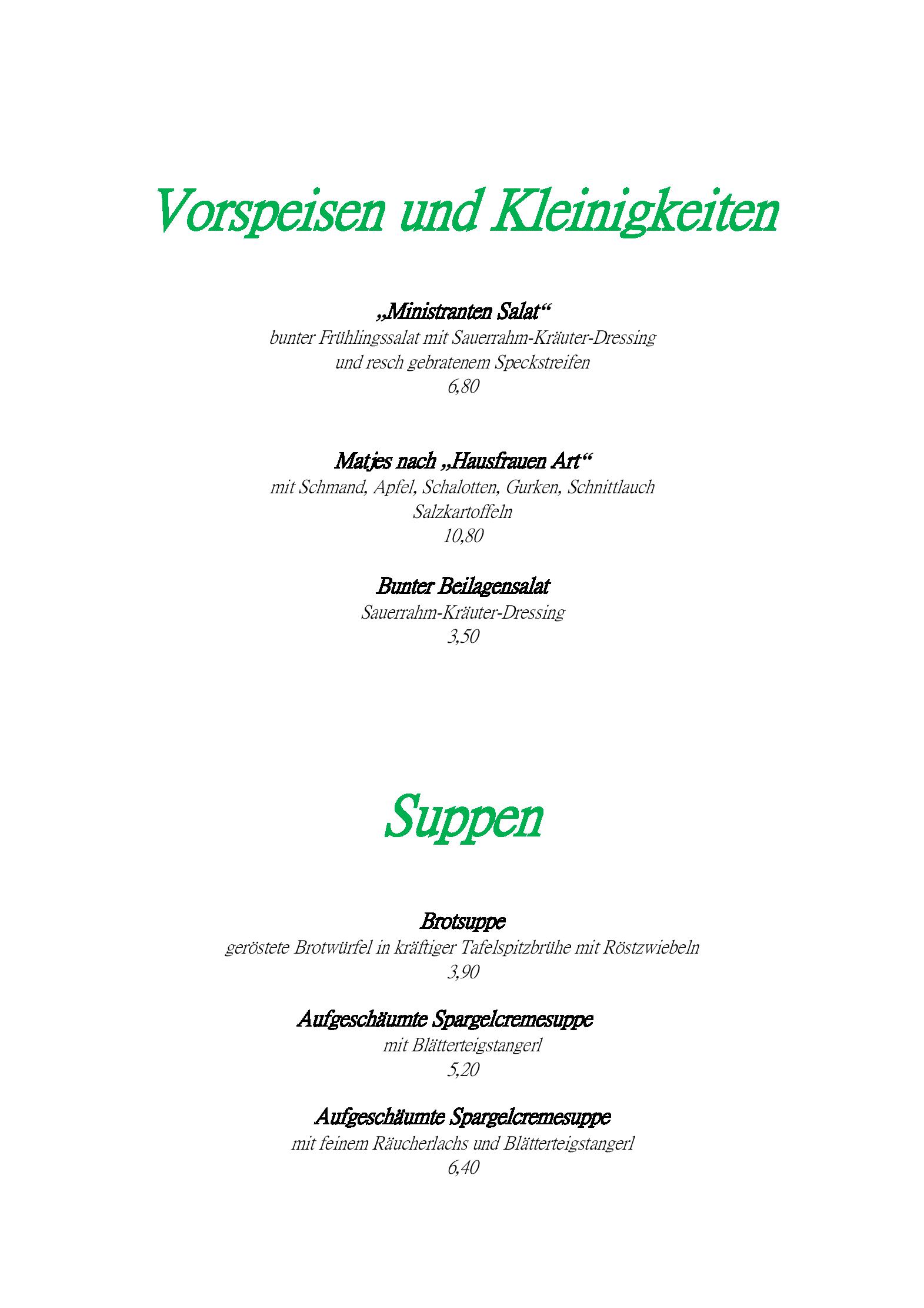 Speisekarte