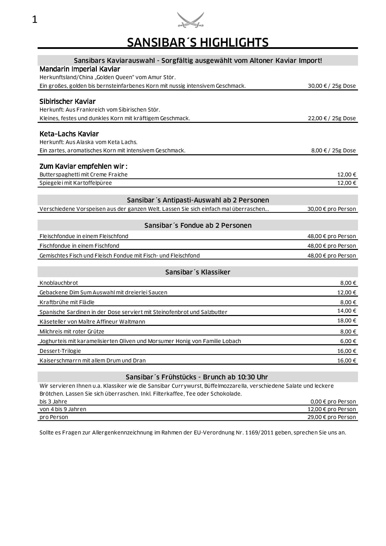 Speisekarte