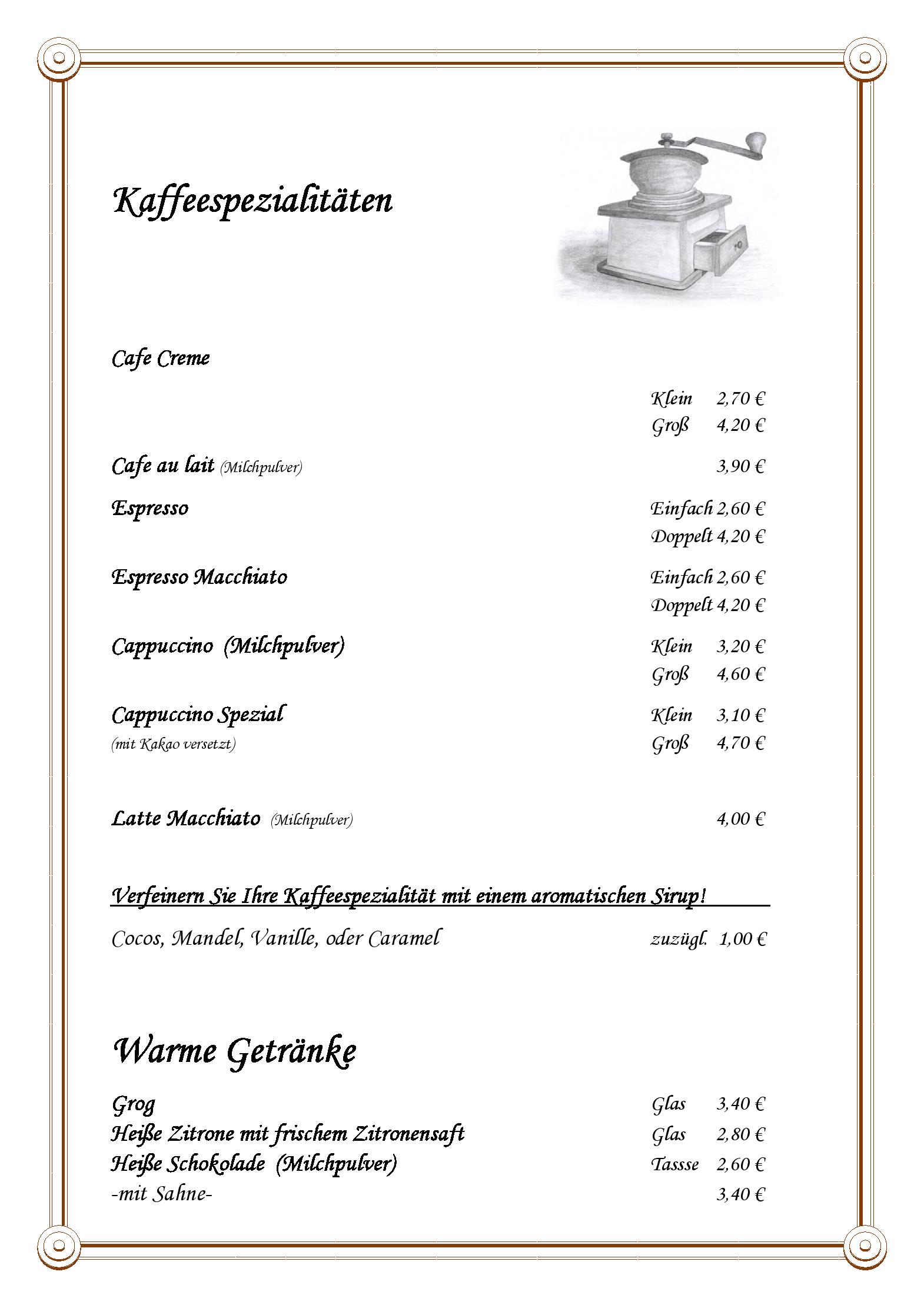 Speisekarte