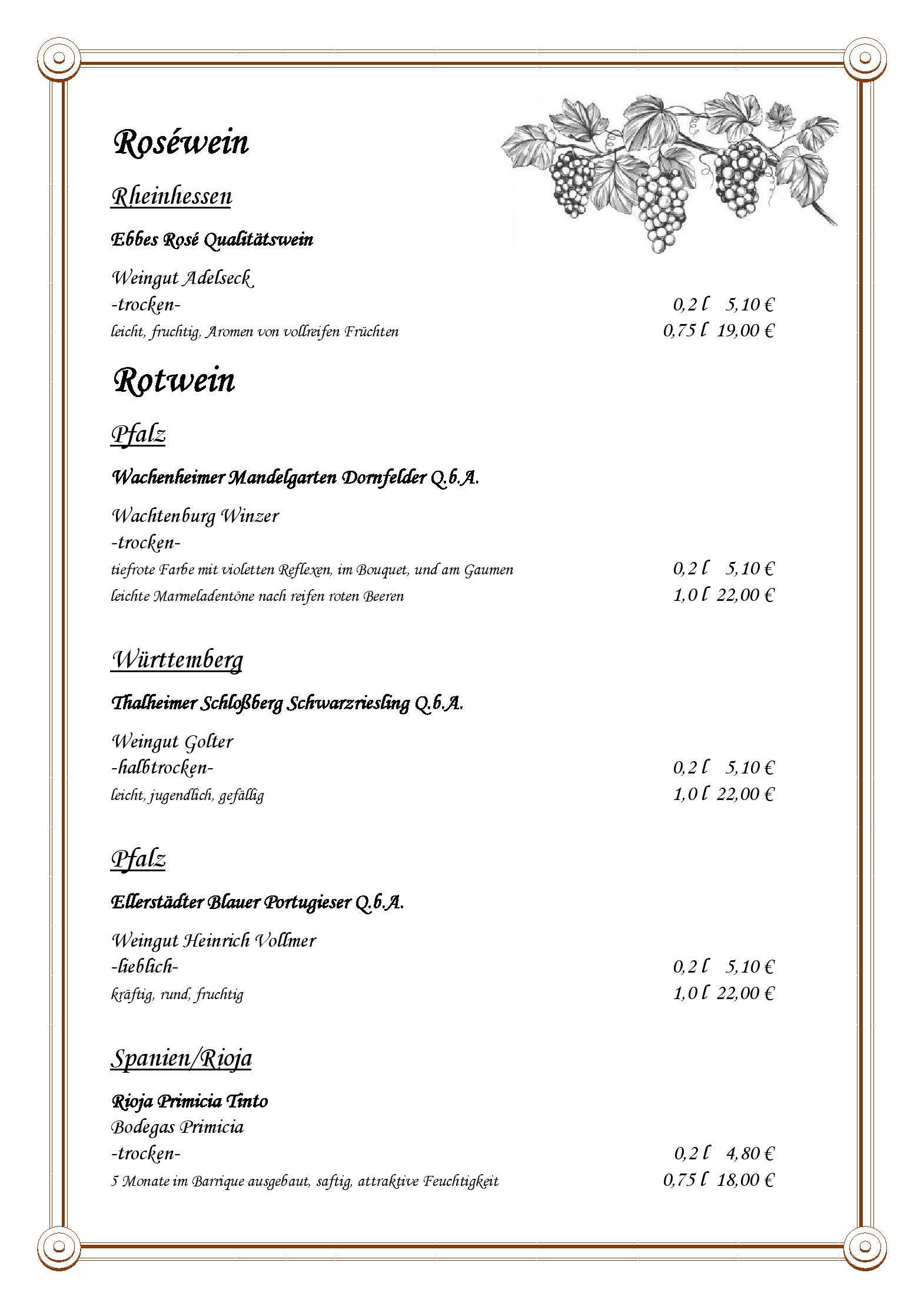 Speisekarte
