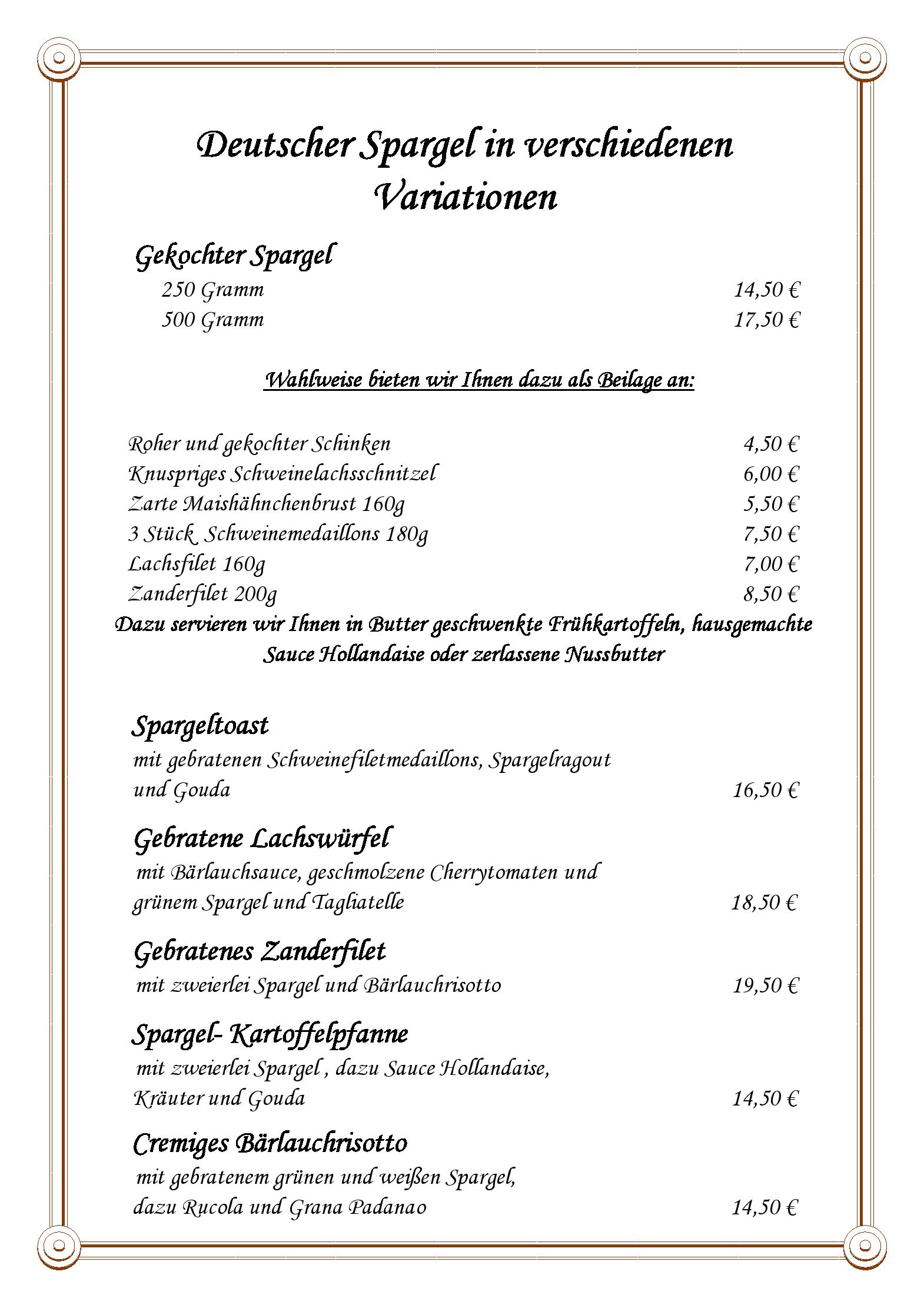 Speisekarte