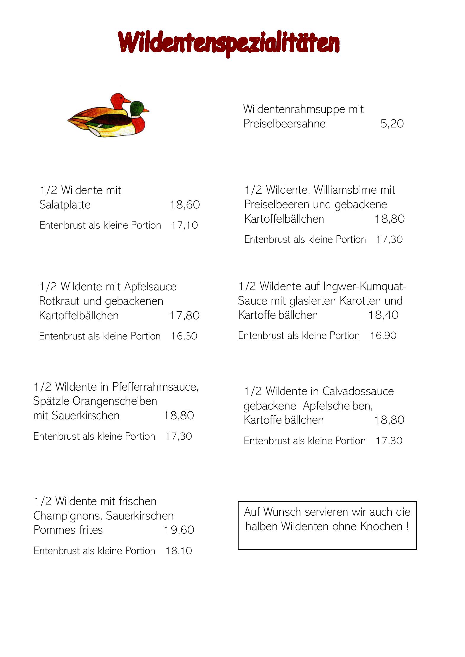 Speisekarte
