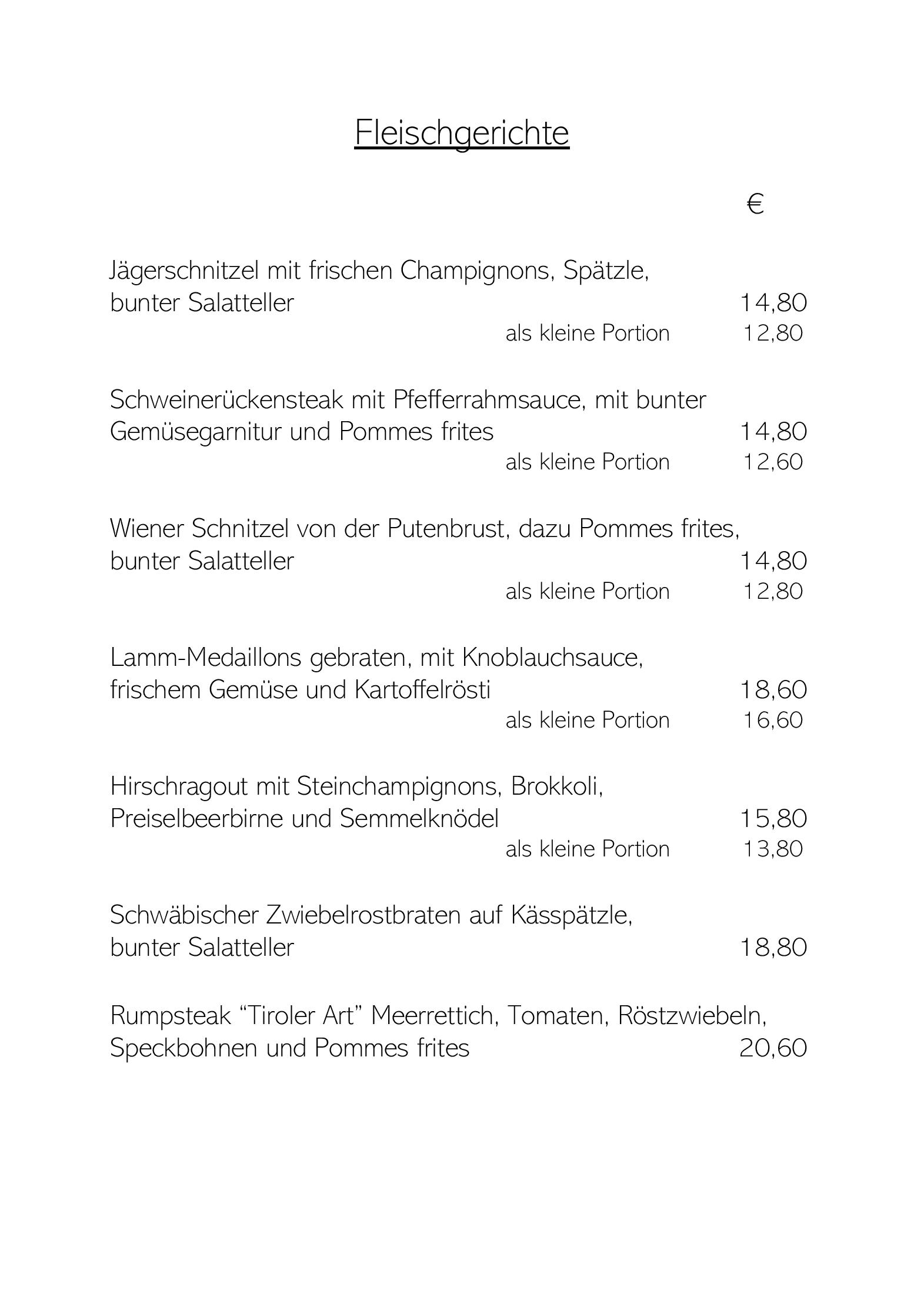 Speisekarte