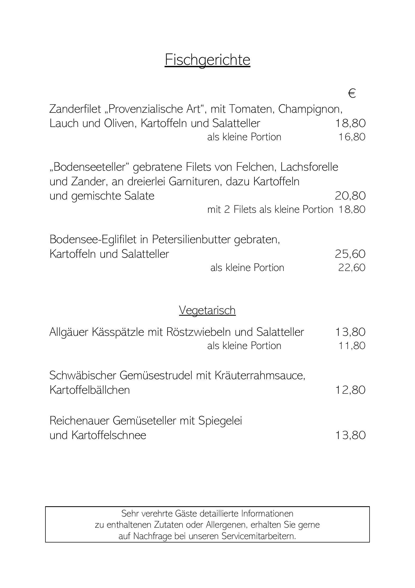 Speisekarte