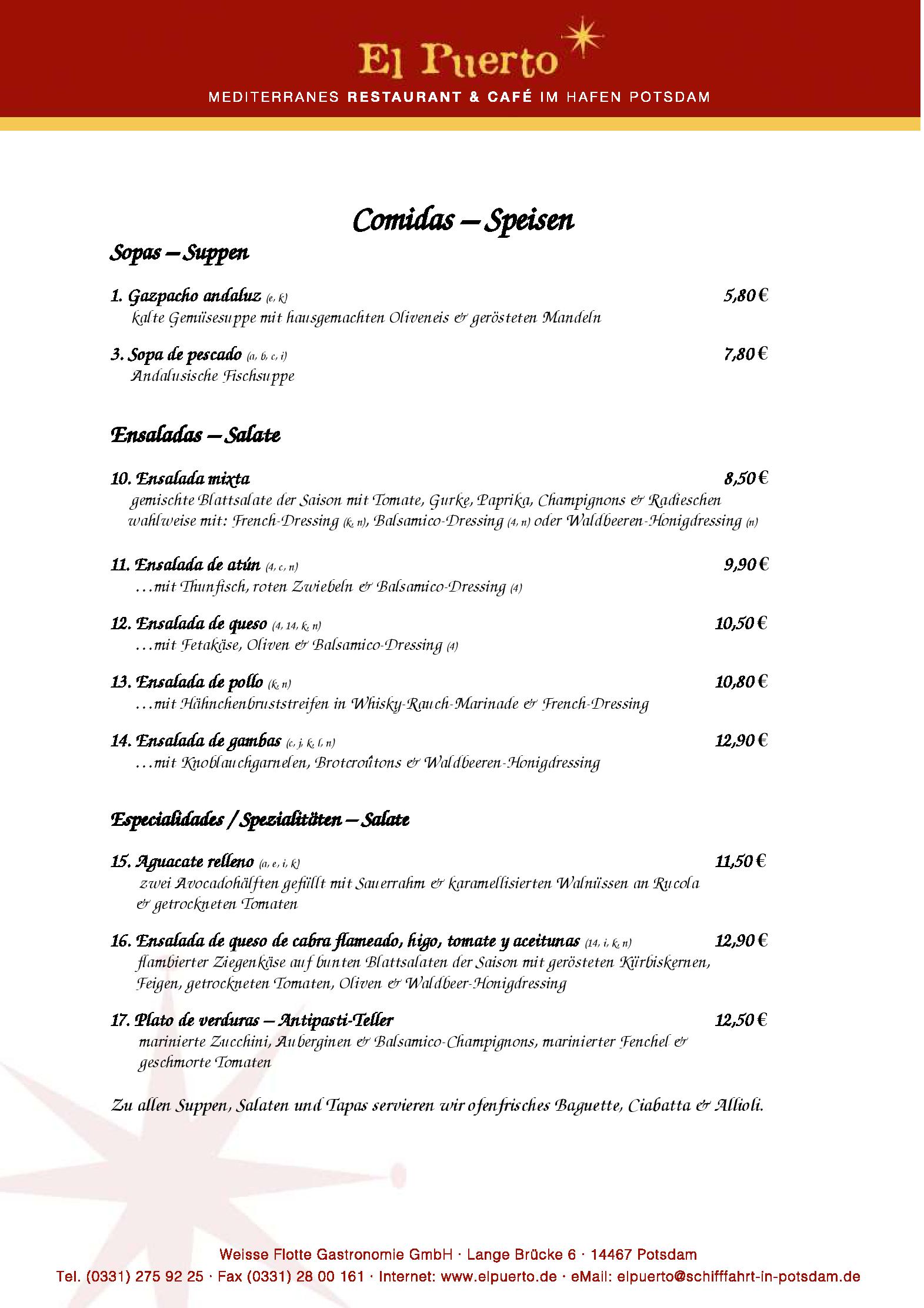 Speisekarte