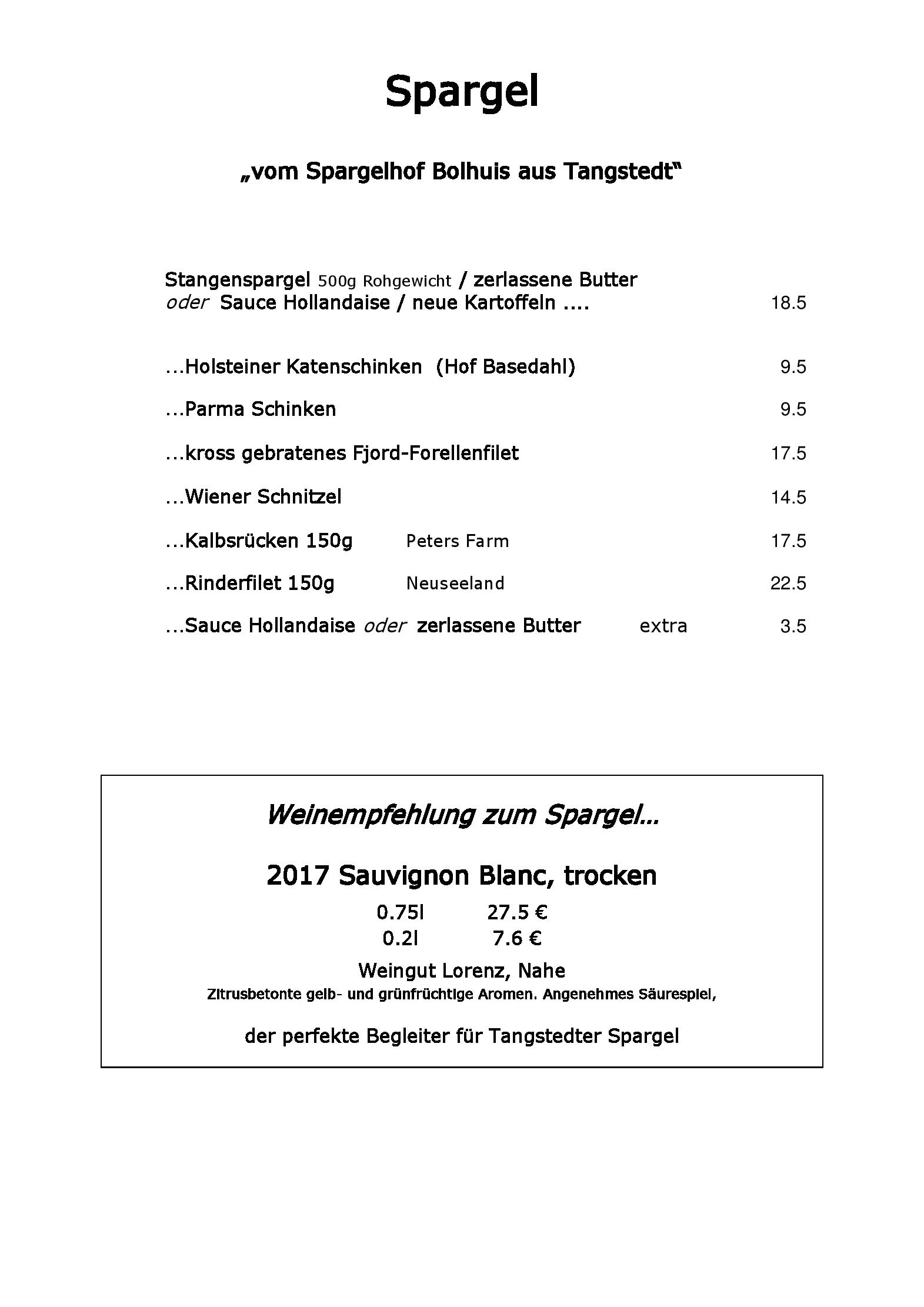 Speisekarte