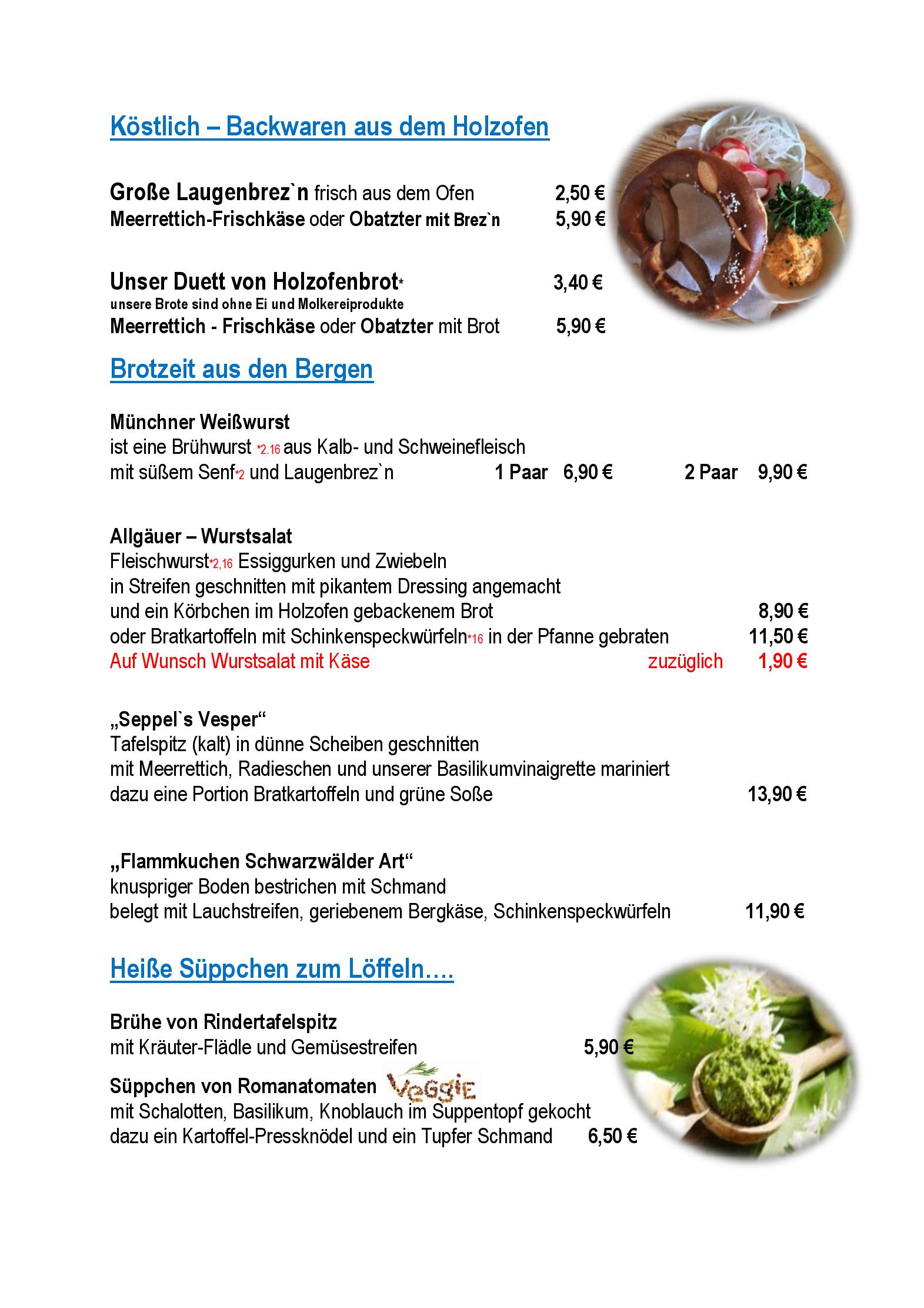 Speisekarte