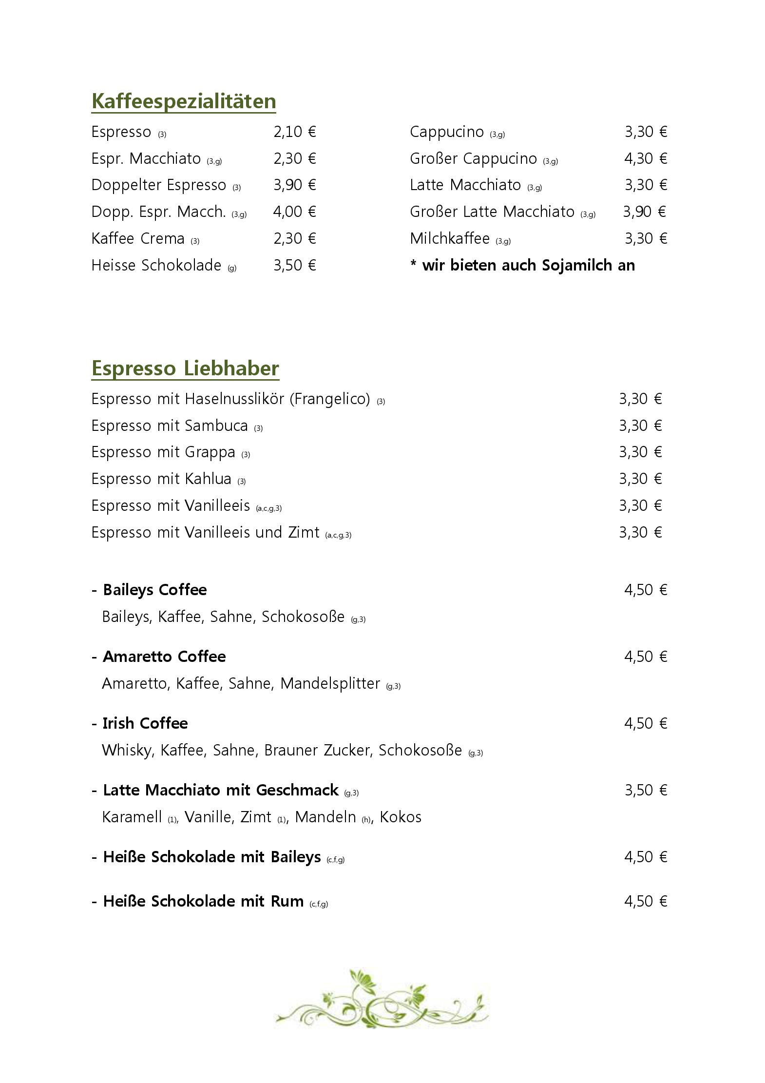 Speisekarte
